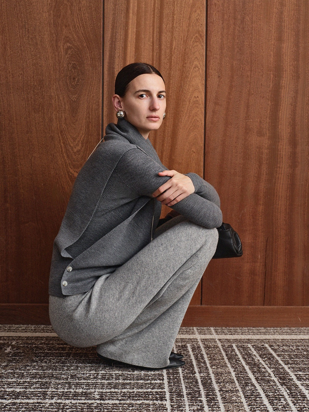 Soft Merino Wool Knit Pants – Ultra-Fine Elastic Waist Knit Trousers with Draped Fit for Women