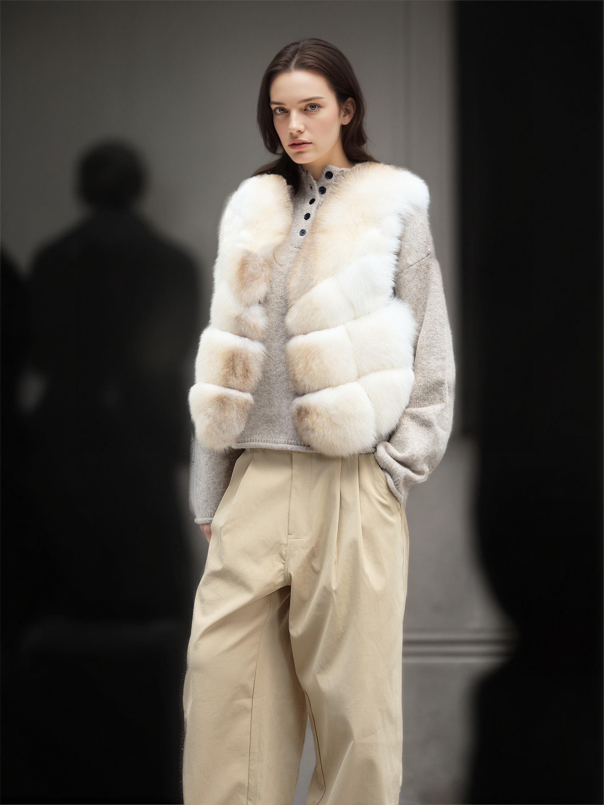 Women’s Fox Fur Vest | Short Winter Gilet Inspired by Finnish Saga Furs Design