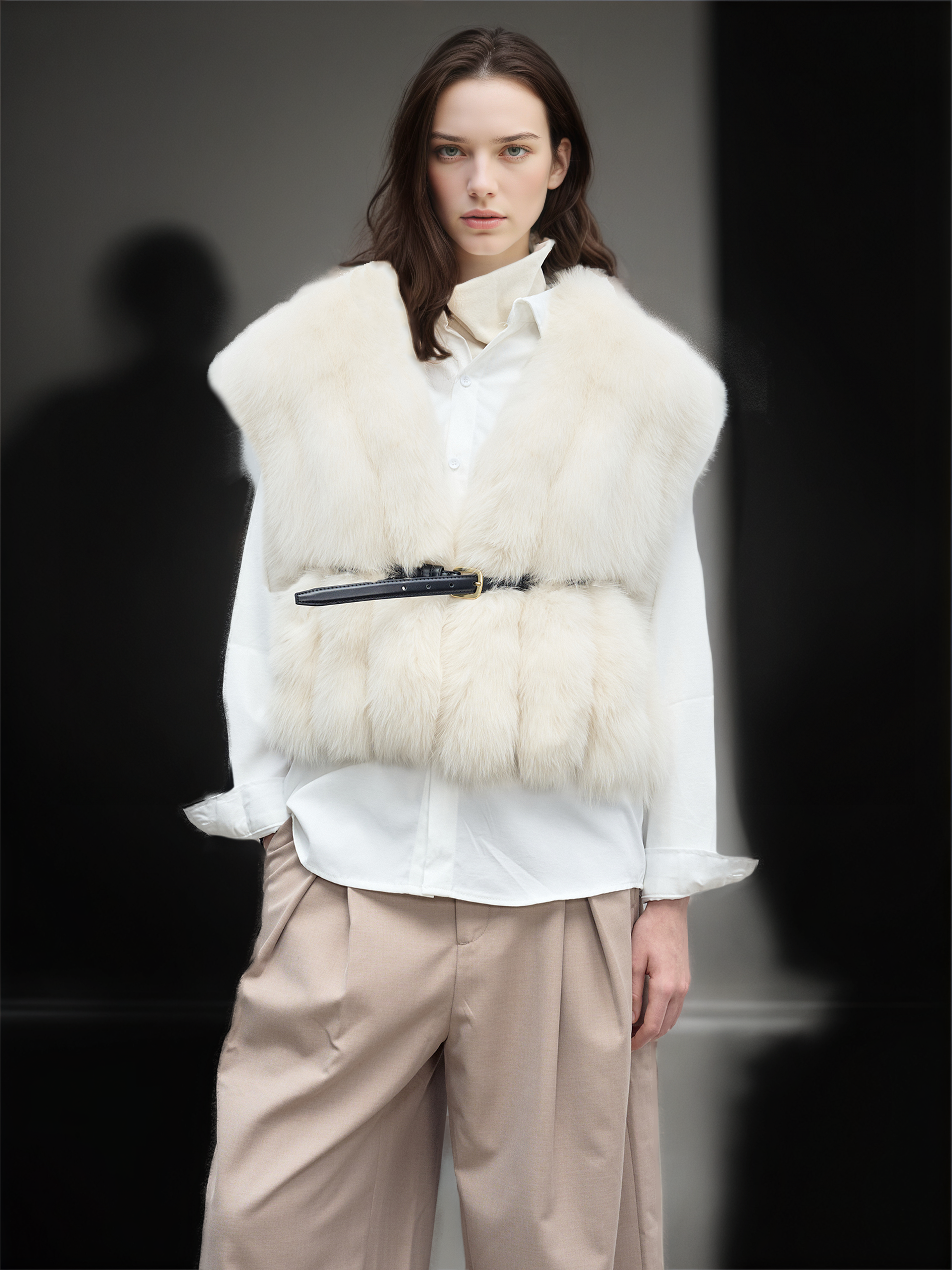 Women’s Fox Fur Vest | Short Winter Gilet Inspired by Finnish Saga Furs Style