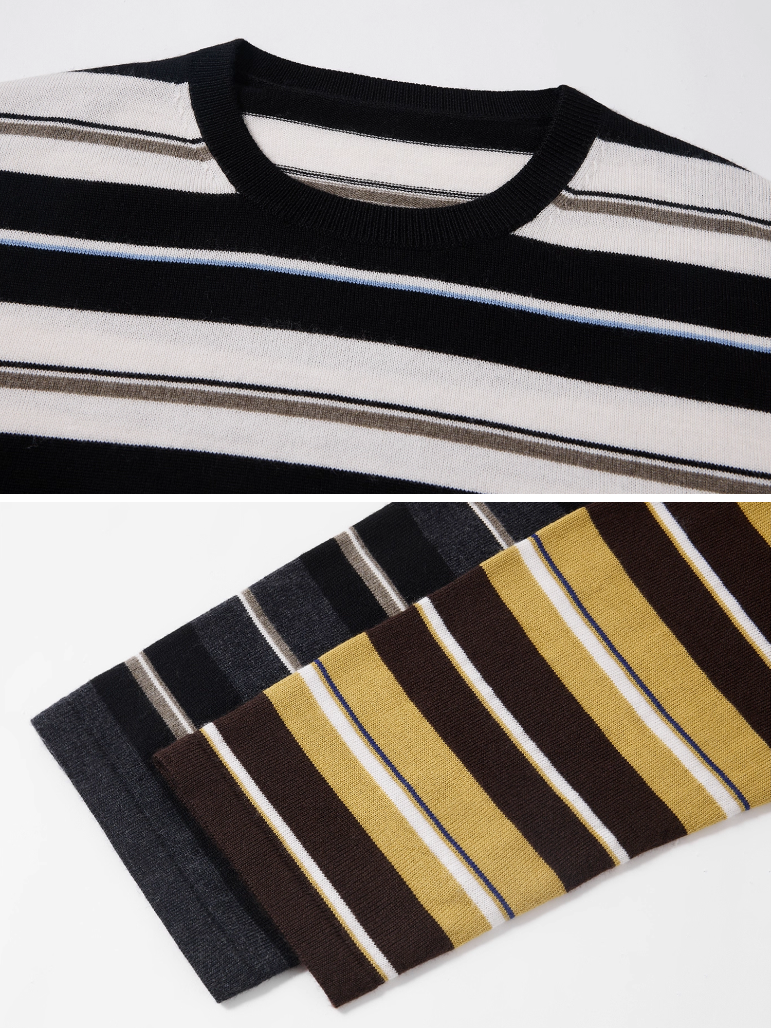 Washed Wool Striped Oversized Sweater for Women – Thick German-Style BIELLA Knit