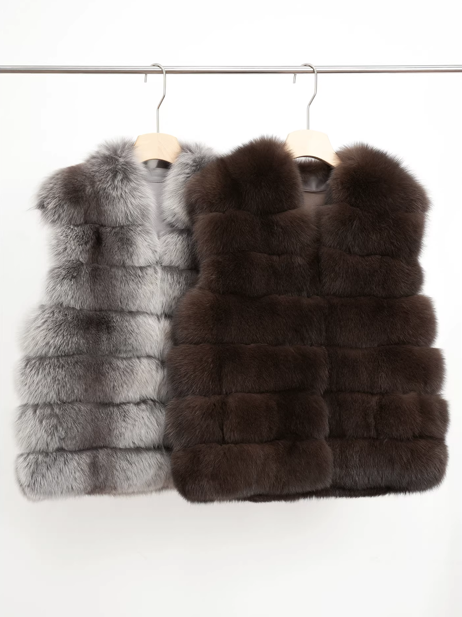 Women’s Fox Fur Vest | Mid-Length Slim Fit Winter Gilet Inspired by Finnish Saga Furs Style