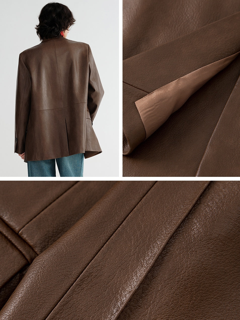 Modern Chic PU Leather Blazer | Slim-Fit Structured Jacket with Sleek Minimalist Silhouette