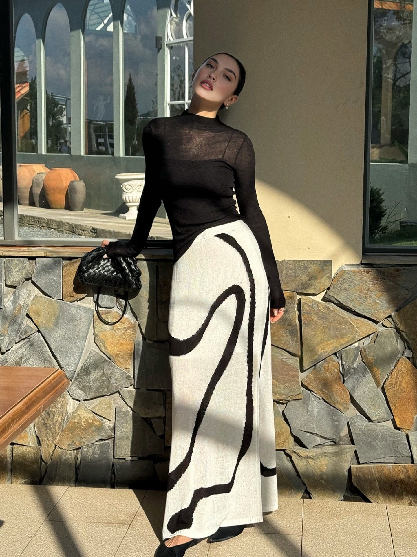 Artistic Chic Midi Skirt for Women | Fall Collection, Luxe and High-End Long Skirt