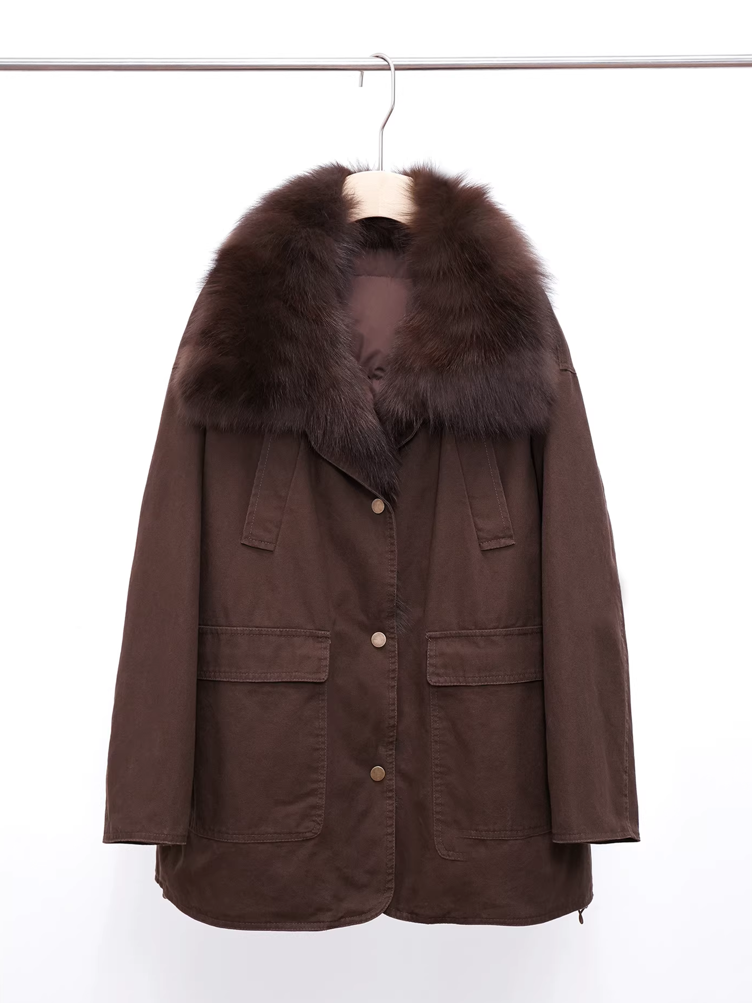 Women’s Mid-Length Down Parka with Fox Fur Hood | 90% White Goose Down Winter Coat