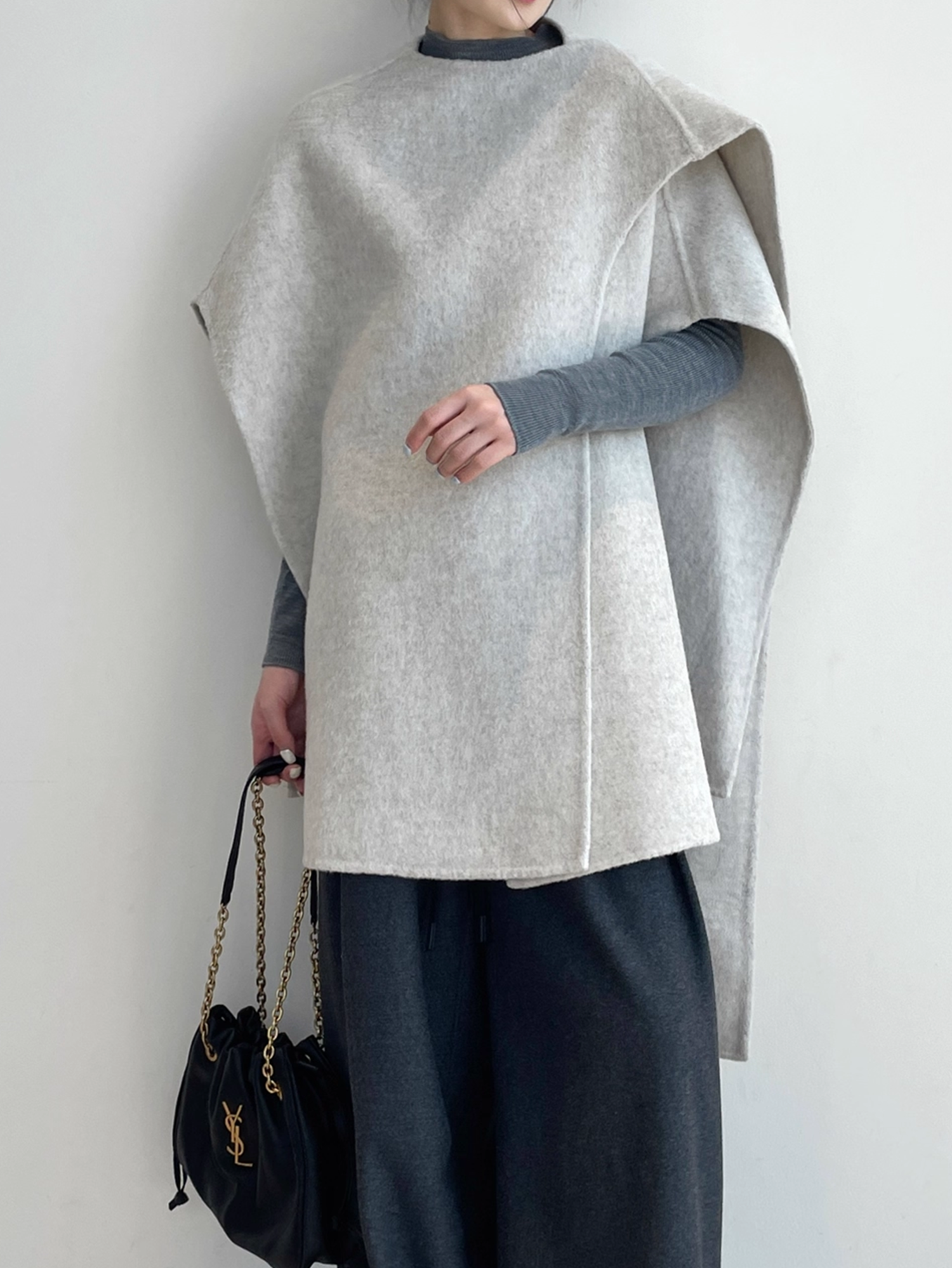 Wool Double-Faced Scarf Collar Cape Coat for Women | Elegant Winter Wool Cloak Jacket