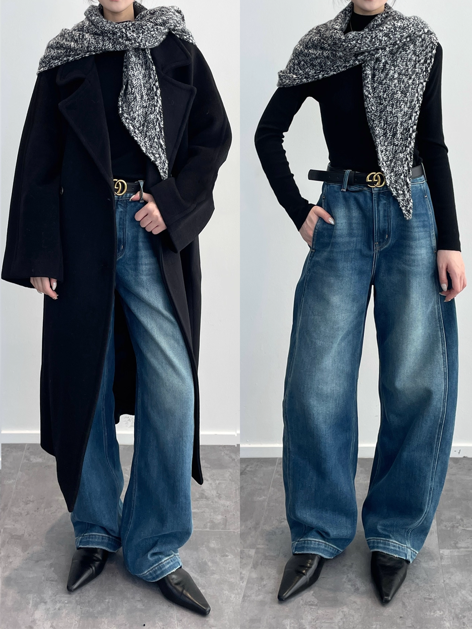 Women’s 100% Cotton Slim Fit Denim Jeans | Vintage Blue Sculpted Panel Scythe-Cut Design Pants