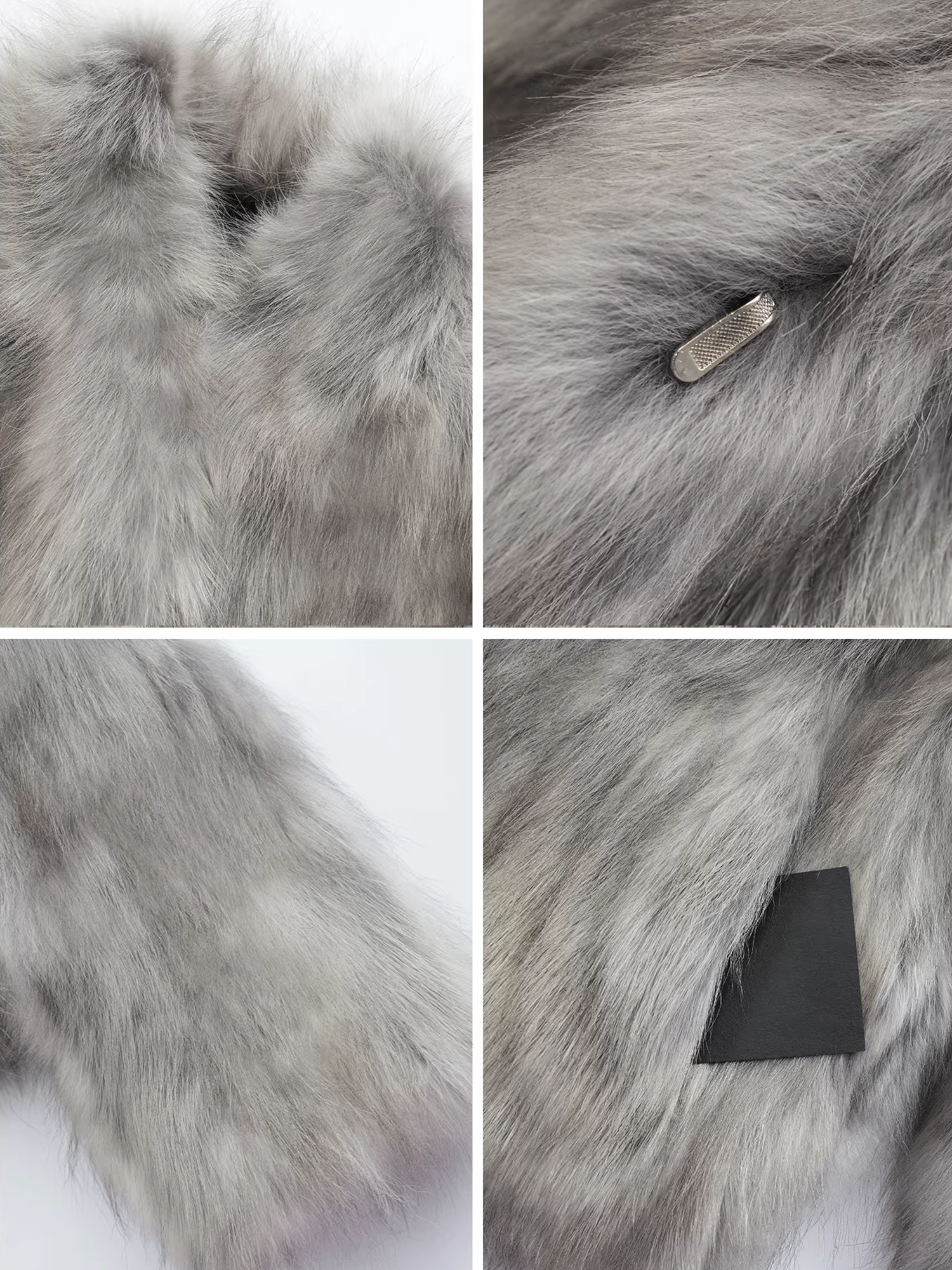 Women’s Raccoon Fur Jacket | Short Two-Tone Ombre V-Neck Winter Coat