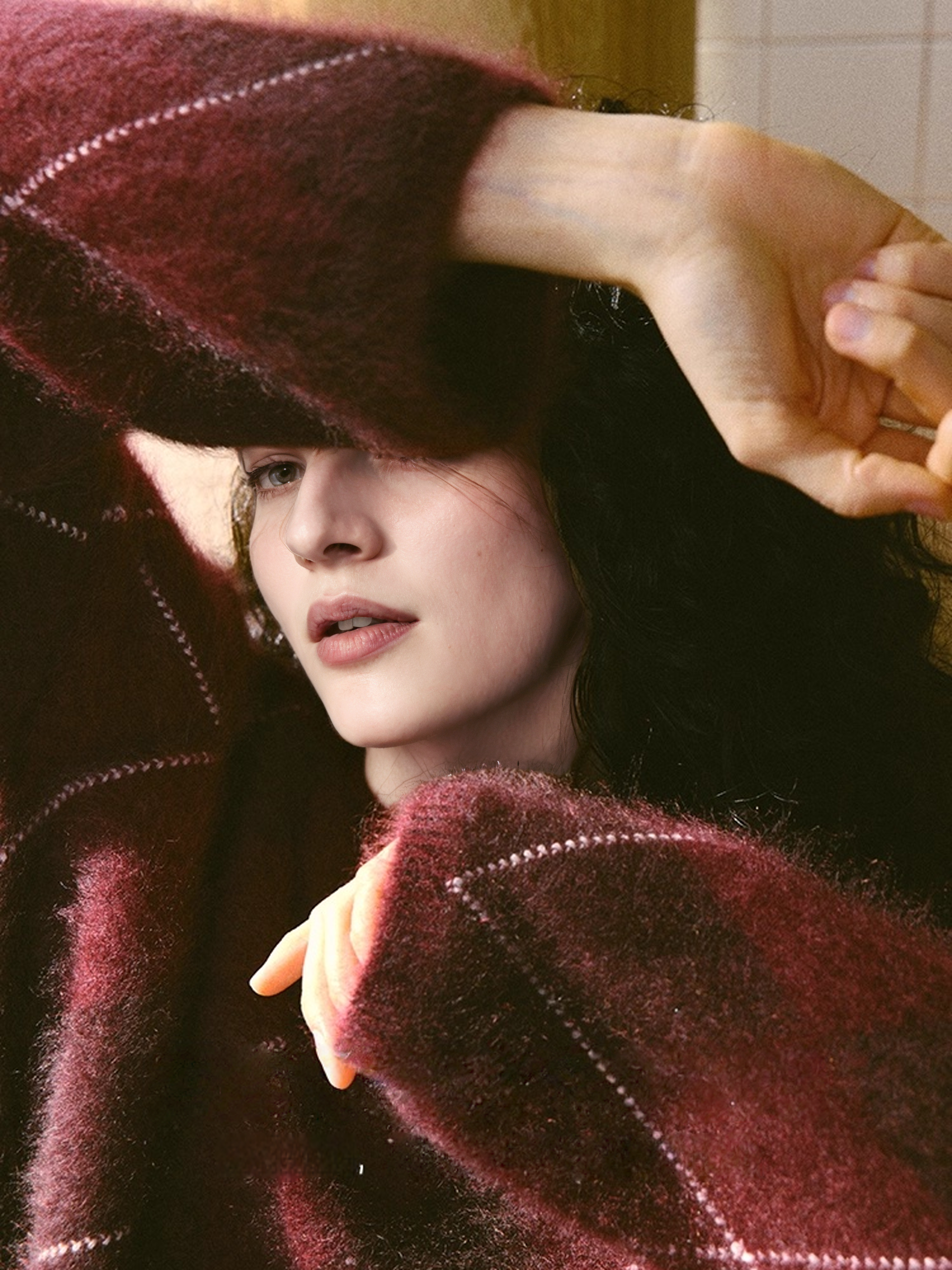 Cozy Heavyweight Brushed 100% Cashmere Diamond-Pattern Sweater for Women — Festive Christmas Knit