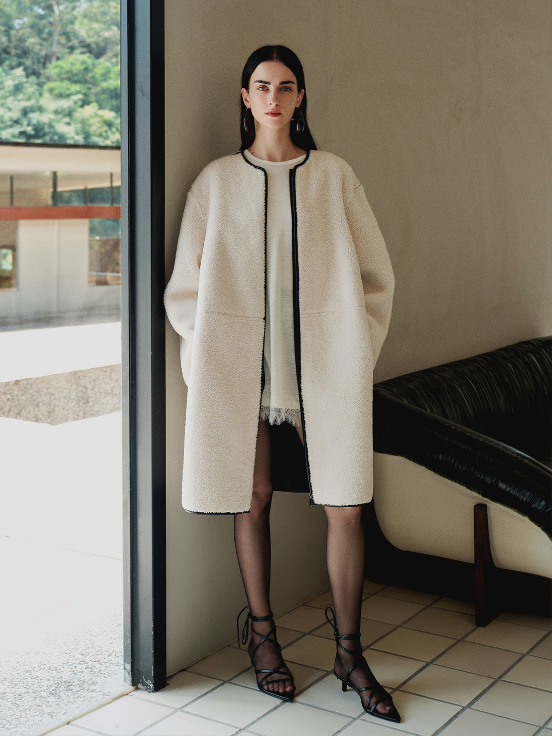 Reversible Sheepskin Lamb Fur Coat - Loose-Fit Wool-Trimmed Shearling Jacket