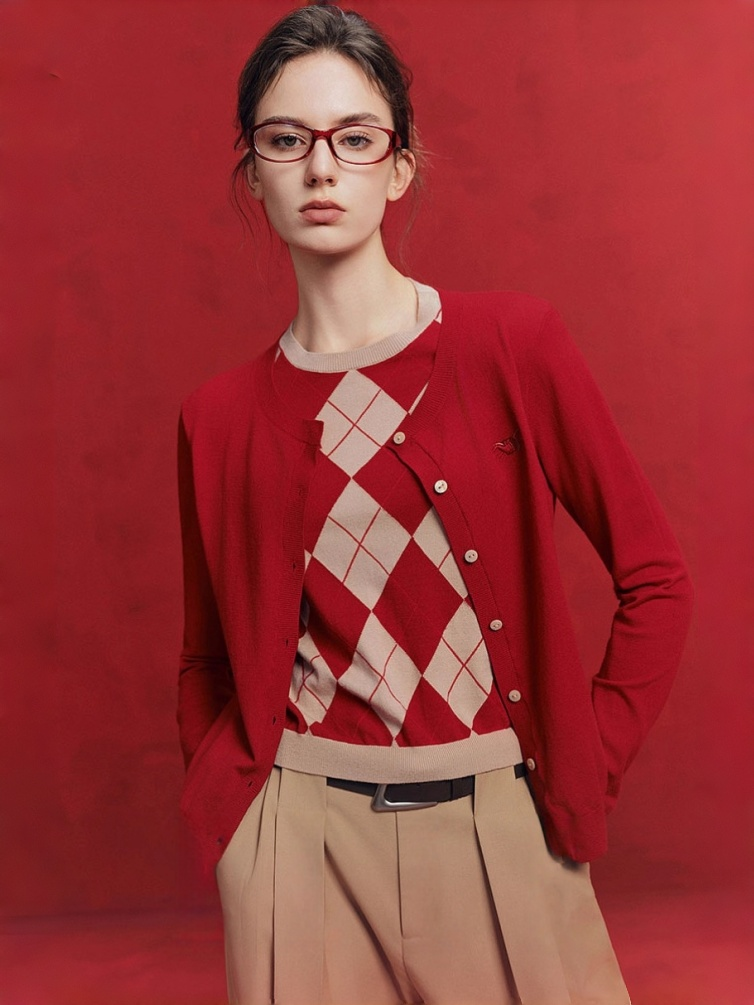 Christmas Layered-Look Knit Cardigan for Women – New Relaxed & Cozy Holiday Sweater