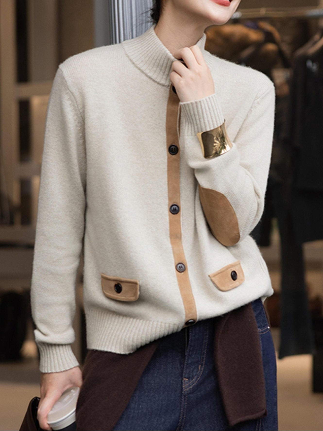 Retro Elegant Old Money Style Cashmere Cardigan Coat