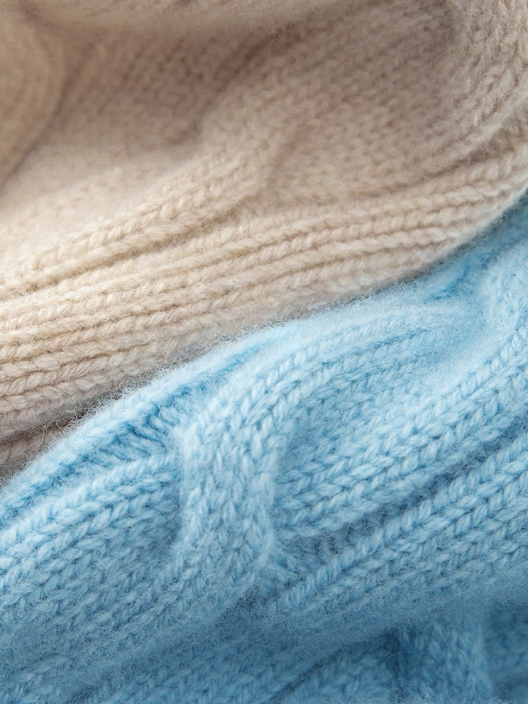 Relaxed Fit Zipper Cable Knit Wool Sweater for Women - Autumn/Winter Casual Sporty Loose Polo Shirt