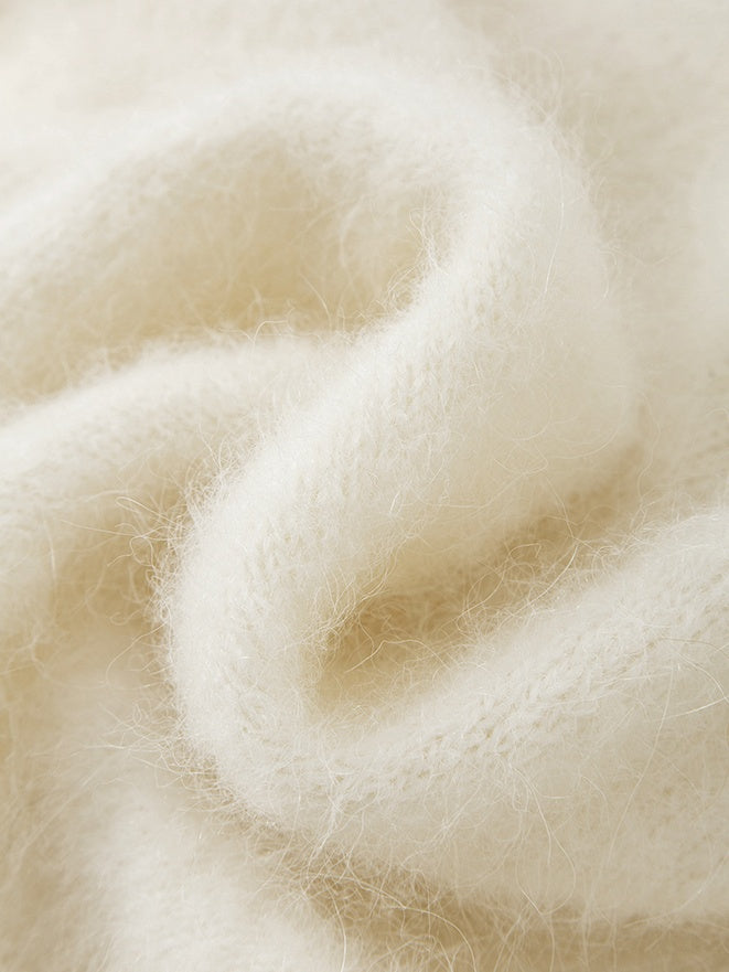 Relaxed Fit Henry Neck Alpaca Wool Sweater for Women – Cozy Loose Pullover with Soft, Luxurious Feel