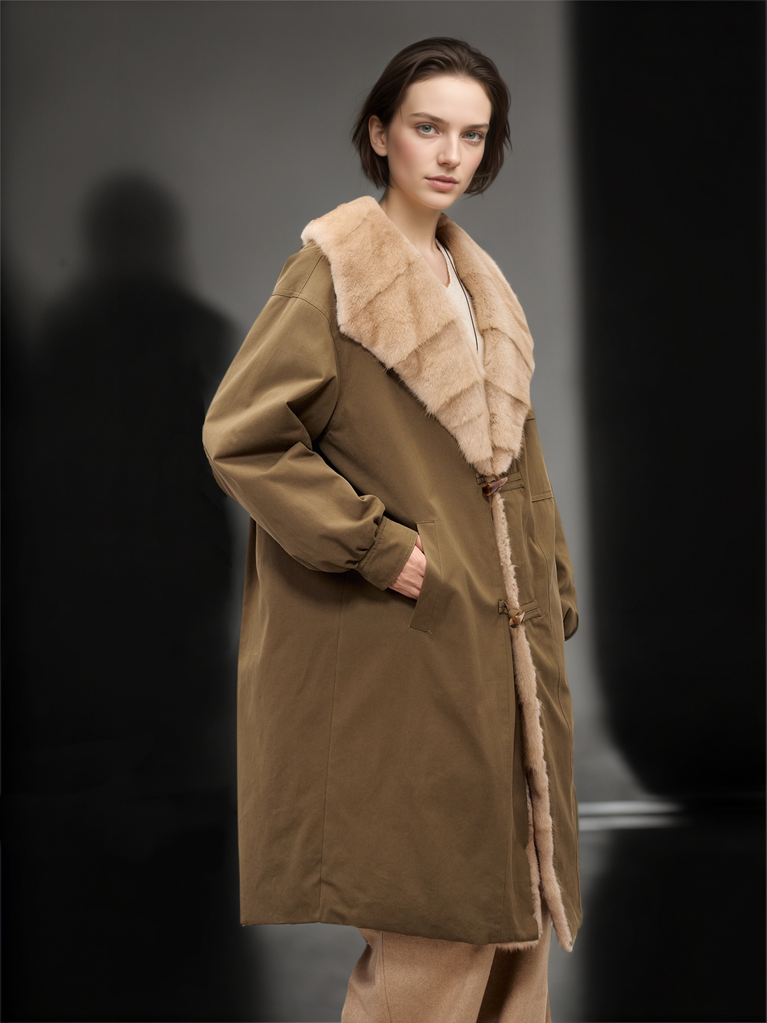 Women’s Winter Down Parka with Mink Fur Hood | 90% White Goose Down Coat