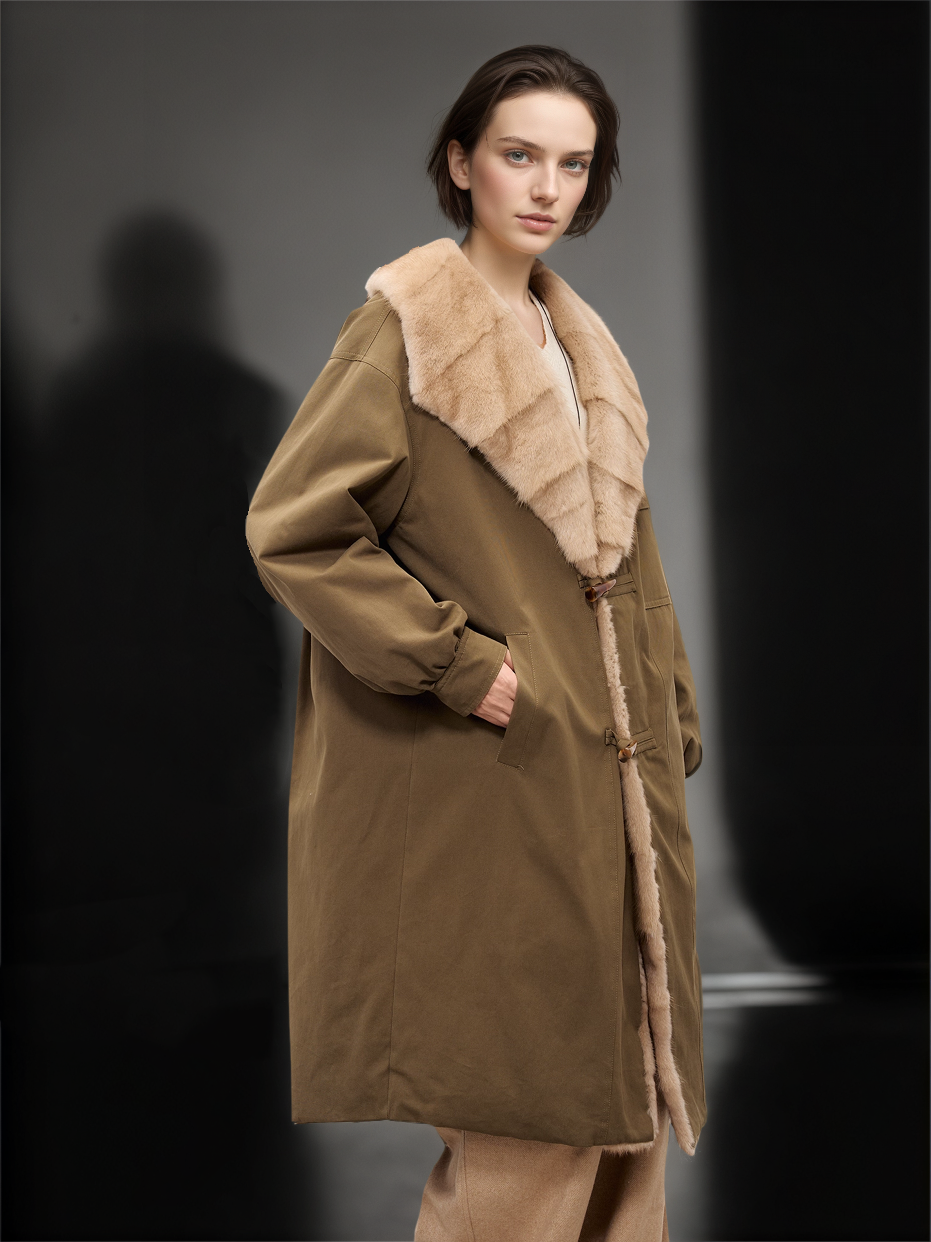 Women’s Winter Down Parka with Mink Fur Hood | 90% White Goose Down Coat