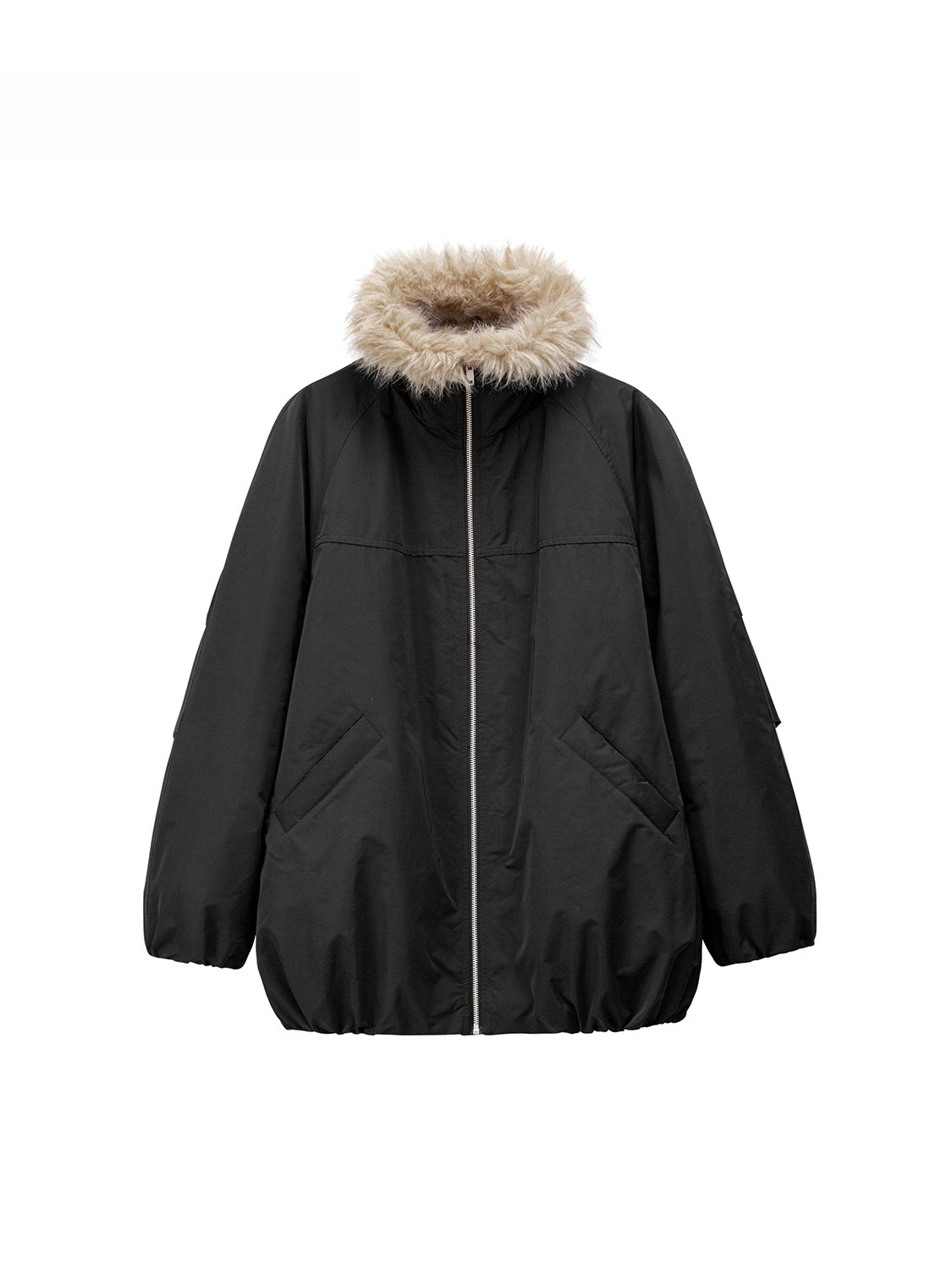 Eco-Friendly Faux Fur Flower Bud Collar Puffer Jacket | Stylish Short-Length & Versatile Women's Outerwear