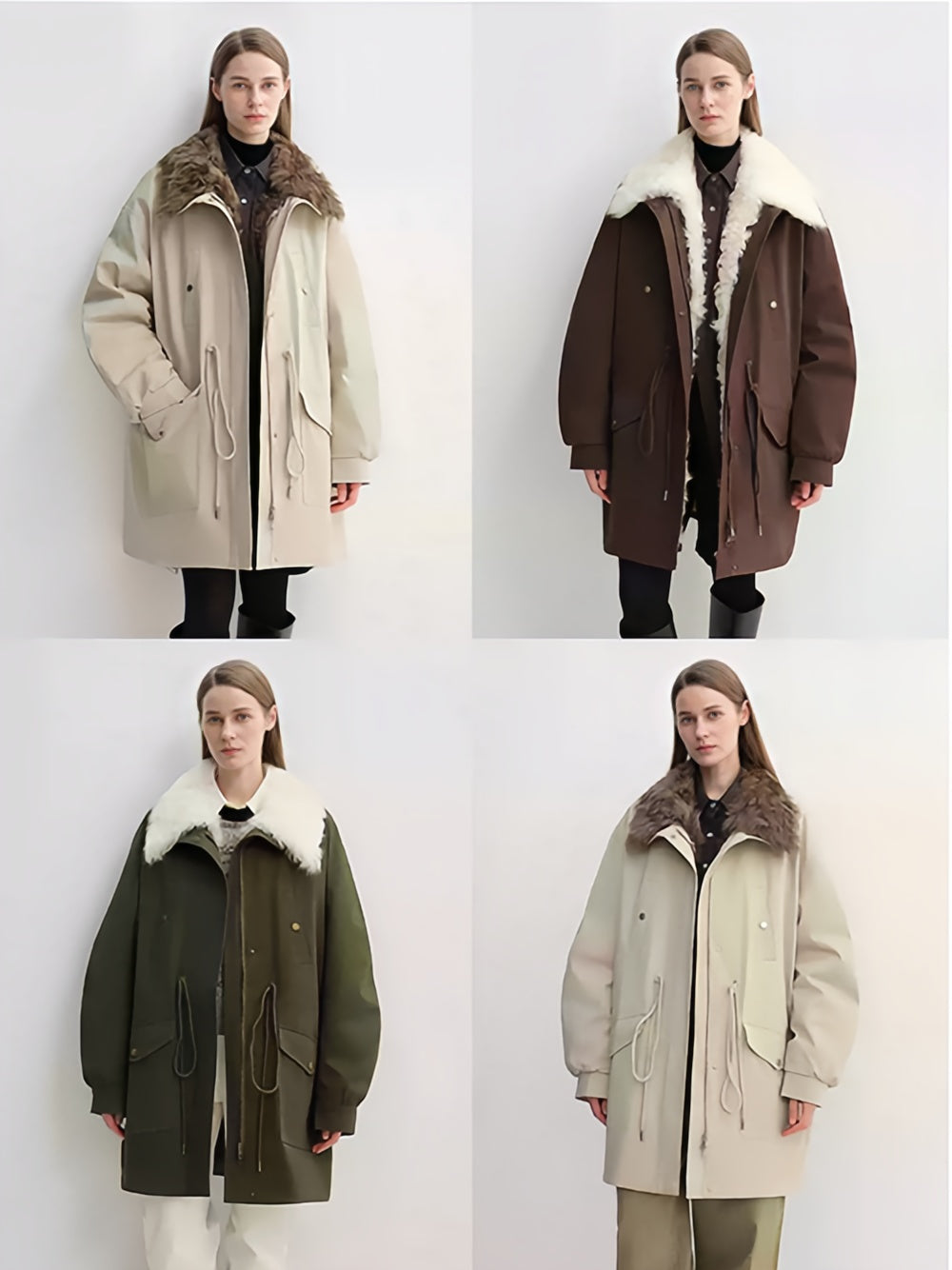 Mid-Length Down Parka with Detachable Wool Collar — Warm 90% Goose Down Fishtail Coat for Women