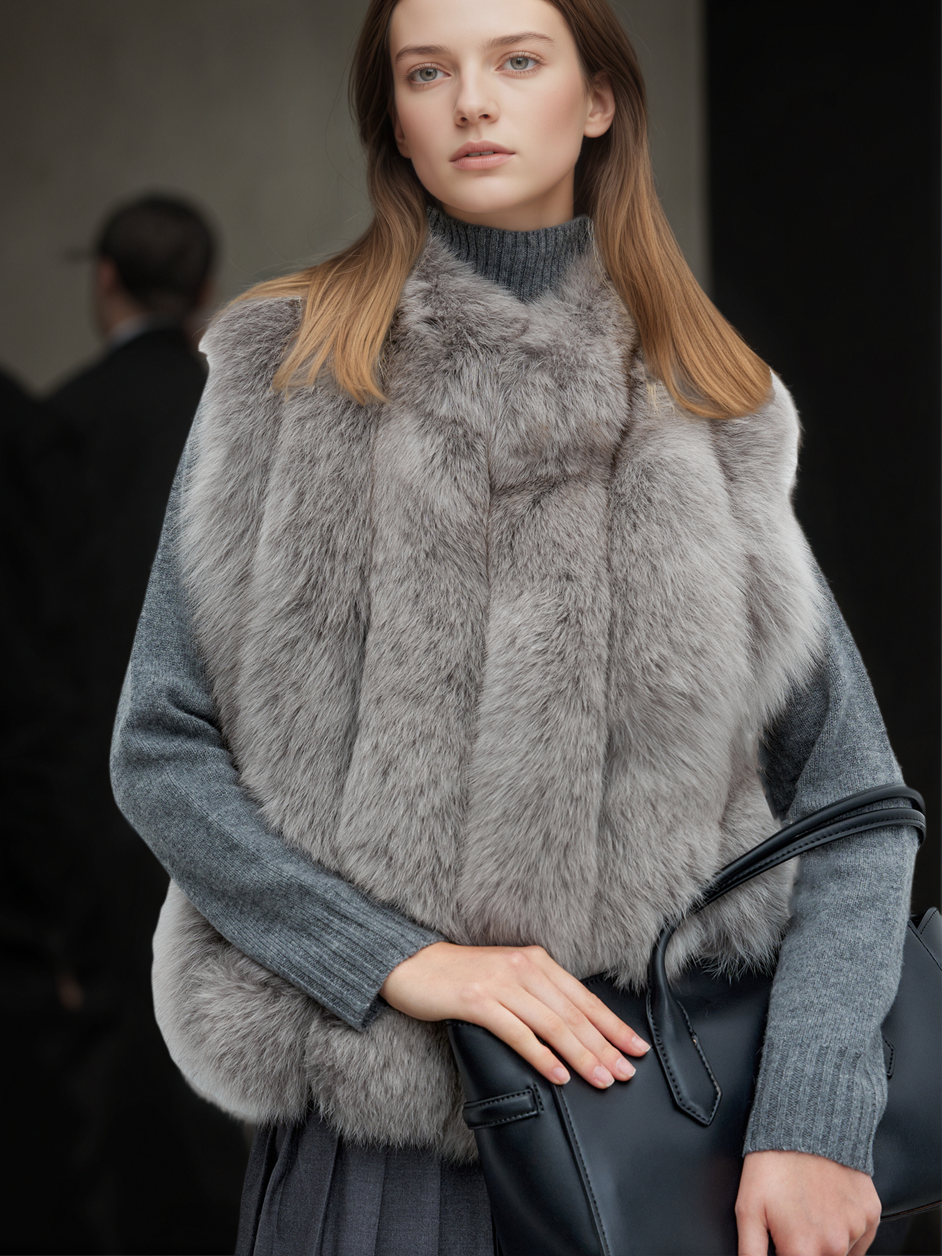 Women’s Fox Fur Vest | Stylish Short Winter Gilet Inspired by Finnish Saga Furs Design