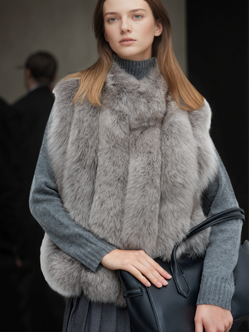 Women’s Fox Fur Vest | Stylish Short Winter Gilet Inspired by Finnish Saga Furs Design