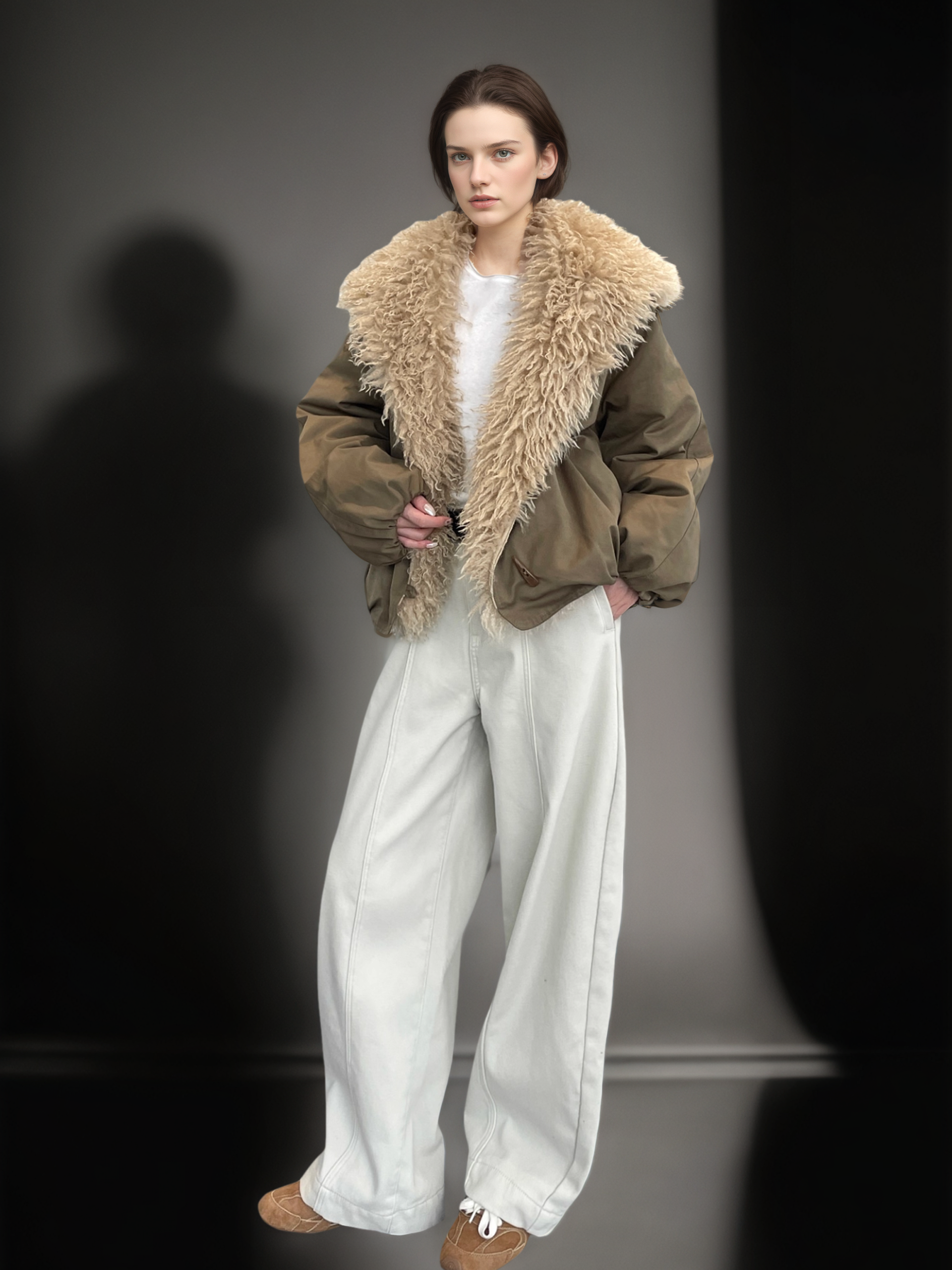 Women’s Plush Oversized  Jacket with Large Lapel | Warm Fleece Lined Winter Coat