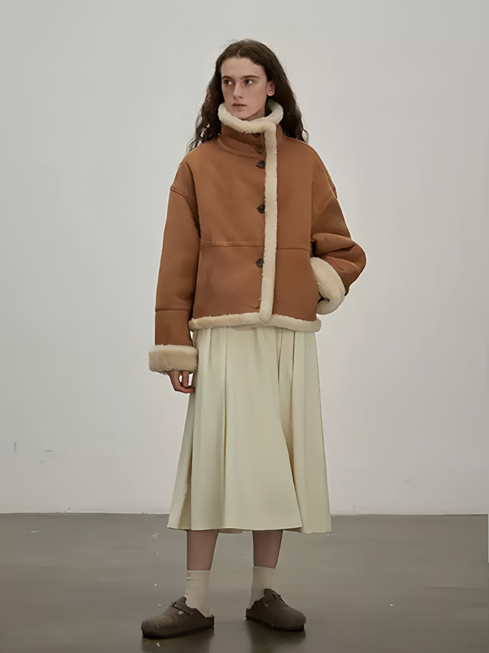 Reversible Moto Jacket for Women — Short Teddy Coat with New Zealand Sheepskin Shearling, Color-Block Suede & Premium PU Leather