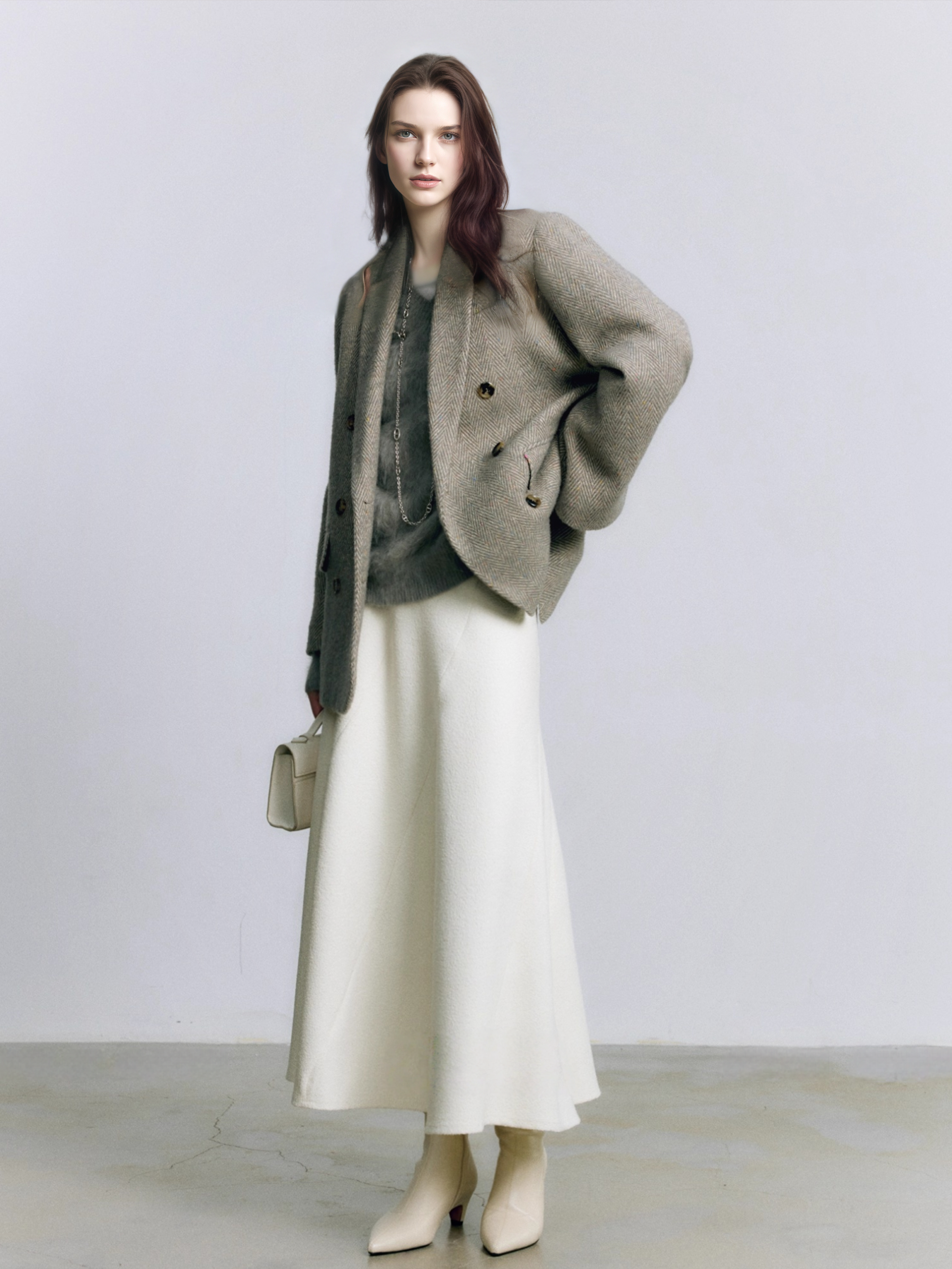 100% Rare Haan Mountain Cashmere Brushed Knit | Cloud-Soft Oversized V-Neck Sweater for Women