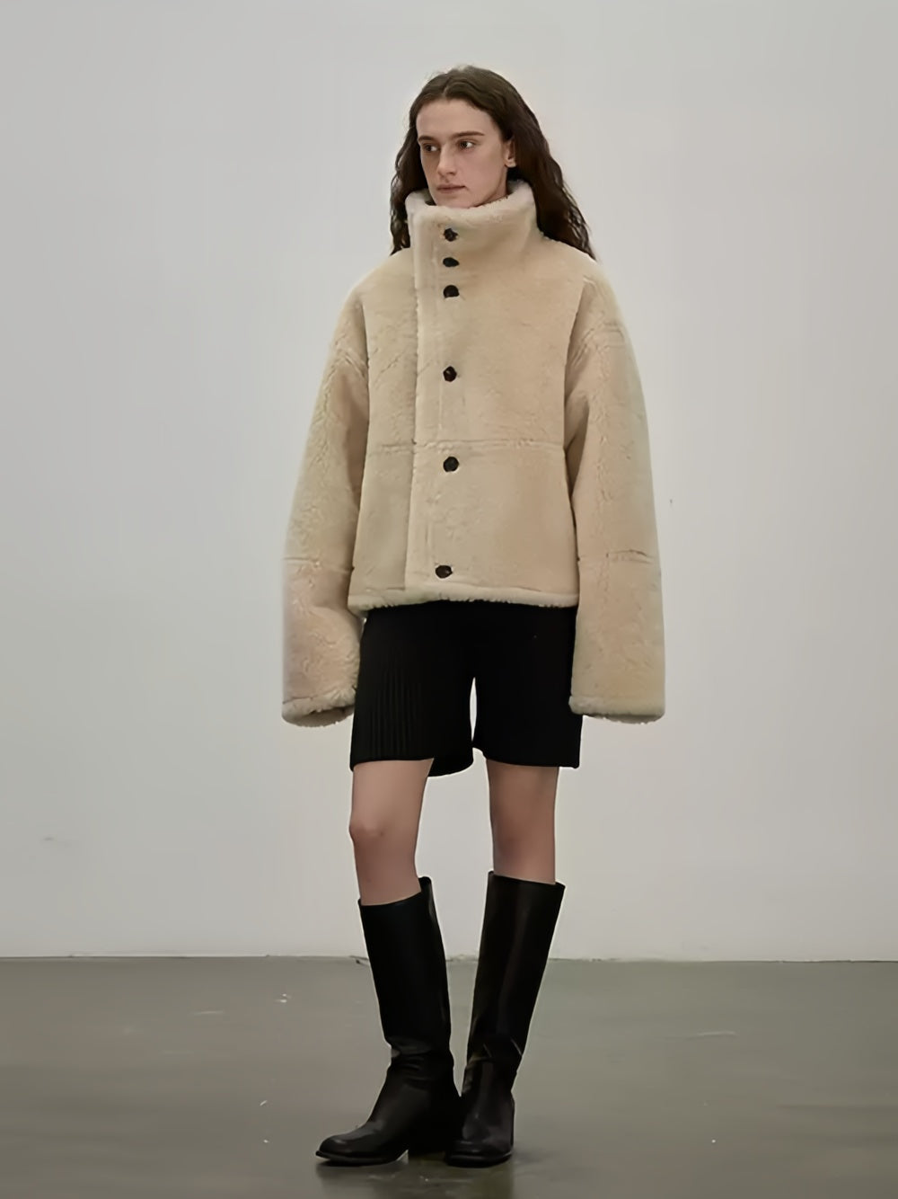 Reversible Moto Jacket for Women — Short Teddy Coat with New Zealand Sheepskin Shearling, Color-Block Suede & Premium PU Leather