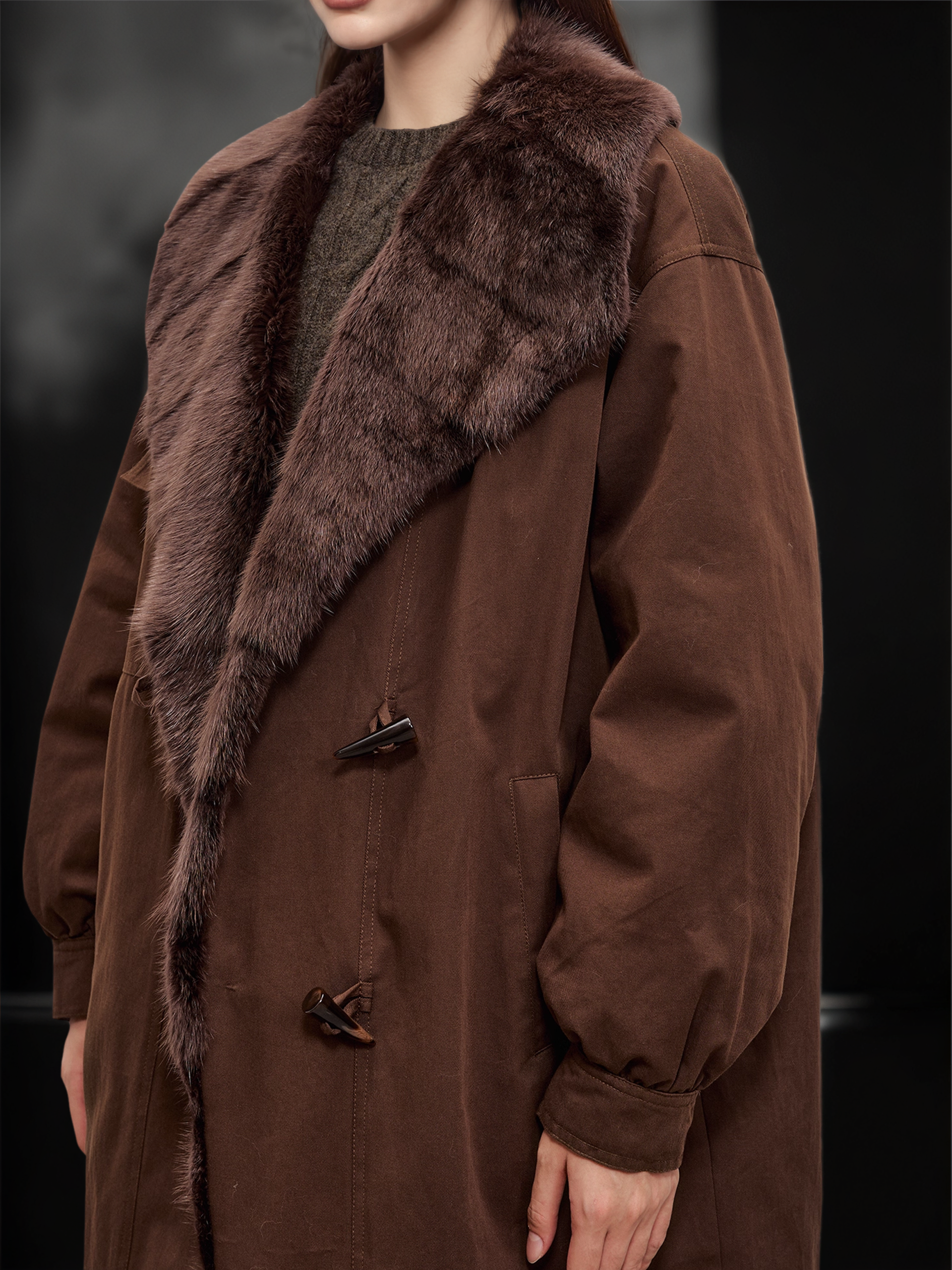 Women’s Winter Down Parka with Mink Fur Hood | 90% White Goose Down Coat