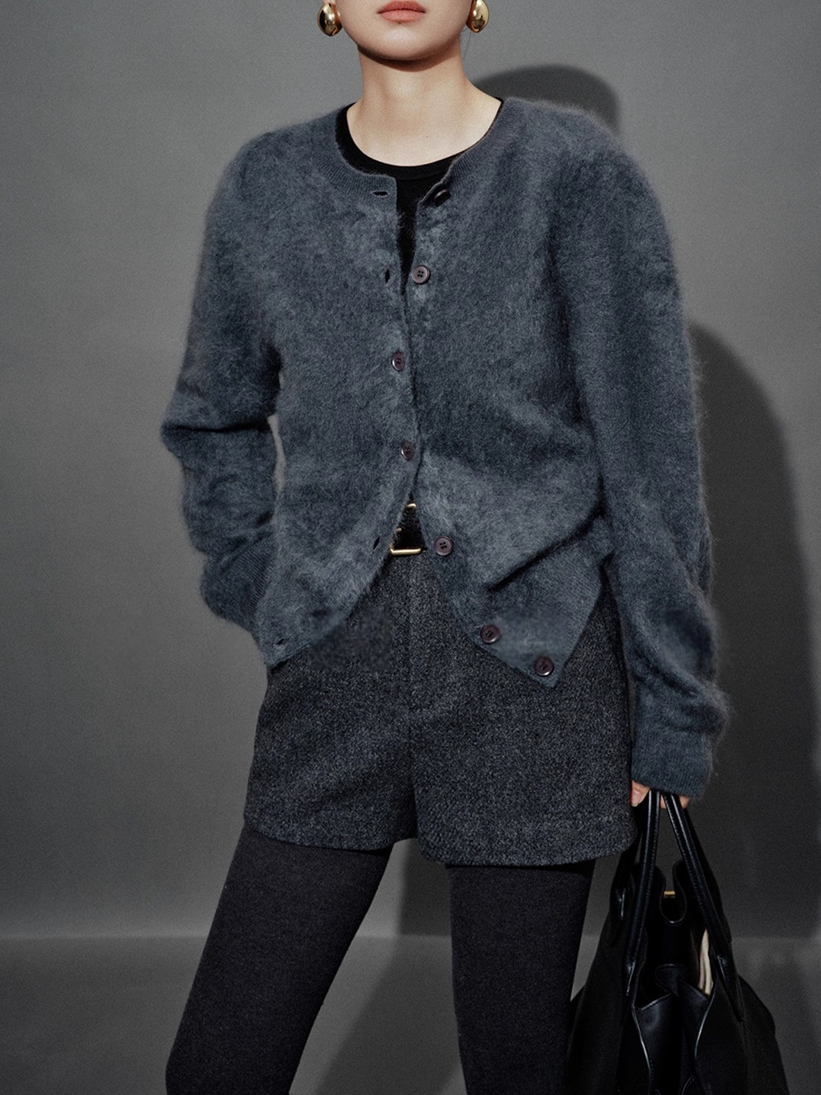 Premium 100% Washed White Cashmere Brushed Cardigan – Loose-Fit Knit Sweater for Women, Soft Multi-Color Cashmere Top