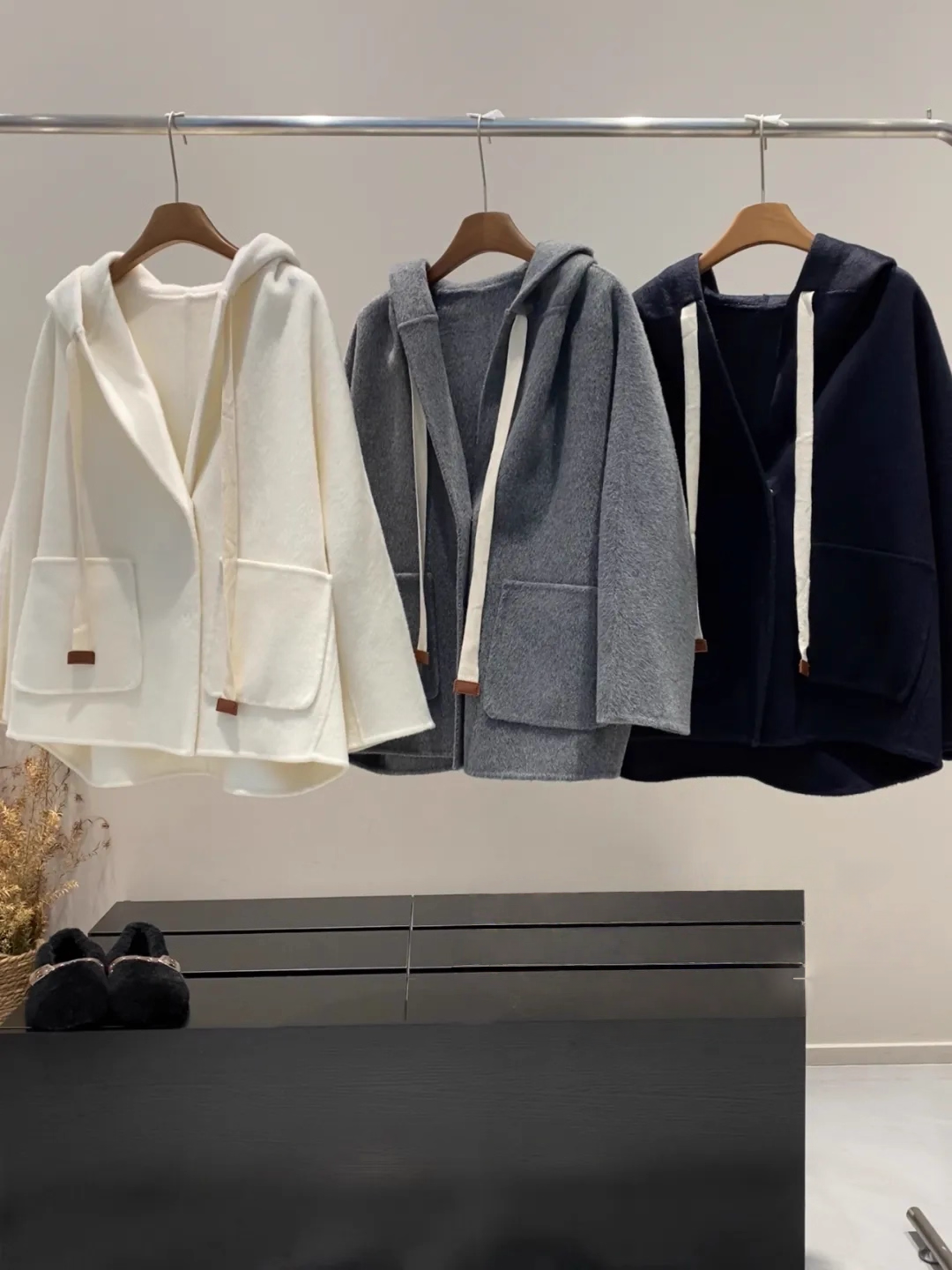 Women’s 100% Wool Hooded Coat | Loose Fit Double-Faced Woolen Cocoon Overcoat