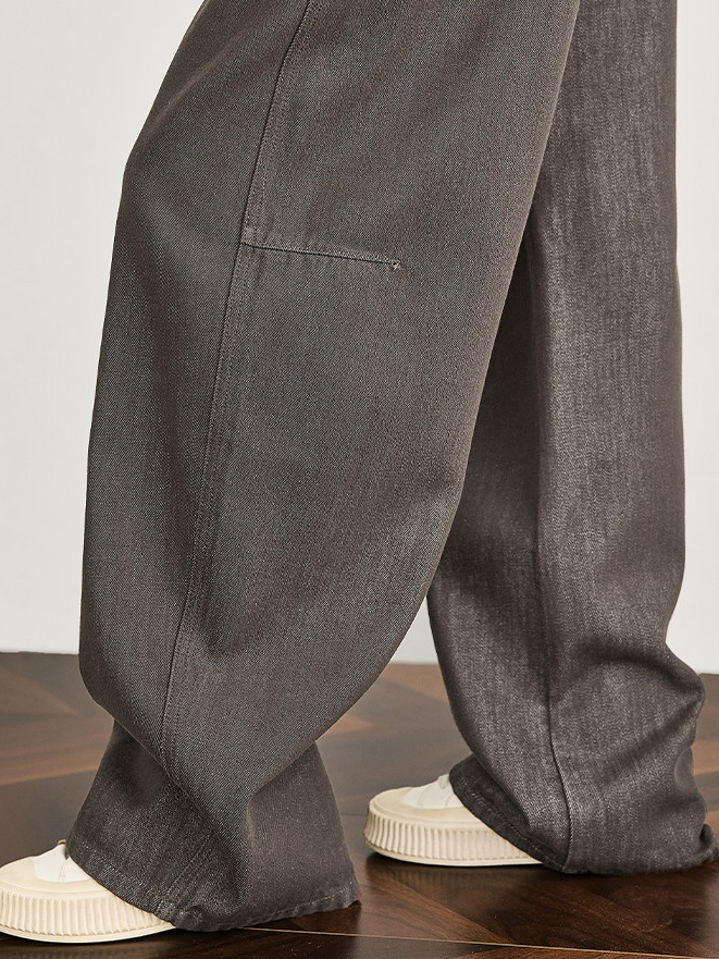 Amber Flow Tencel Brown Curved-Leg Wide-Leg Denim Pants for Women – Thickened Sickle-Cut Jeans for Fall & Winter