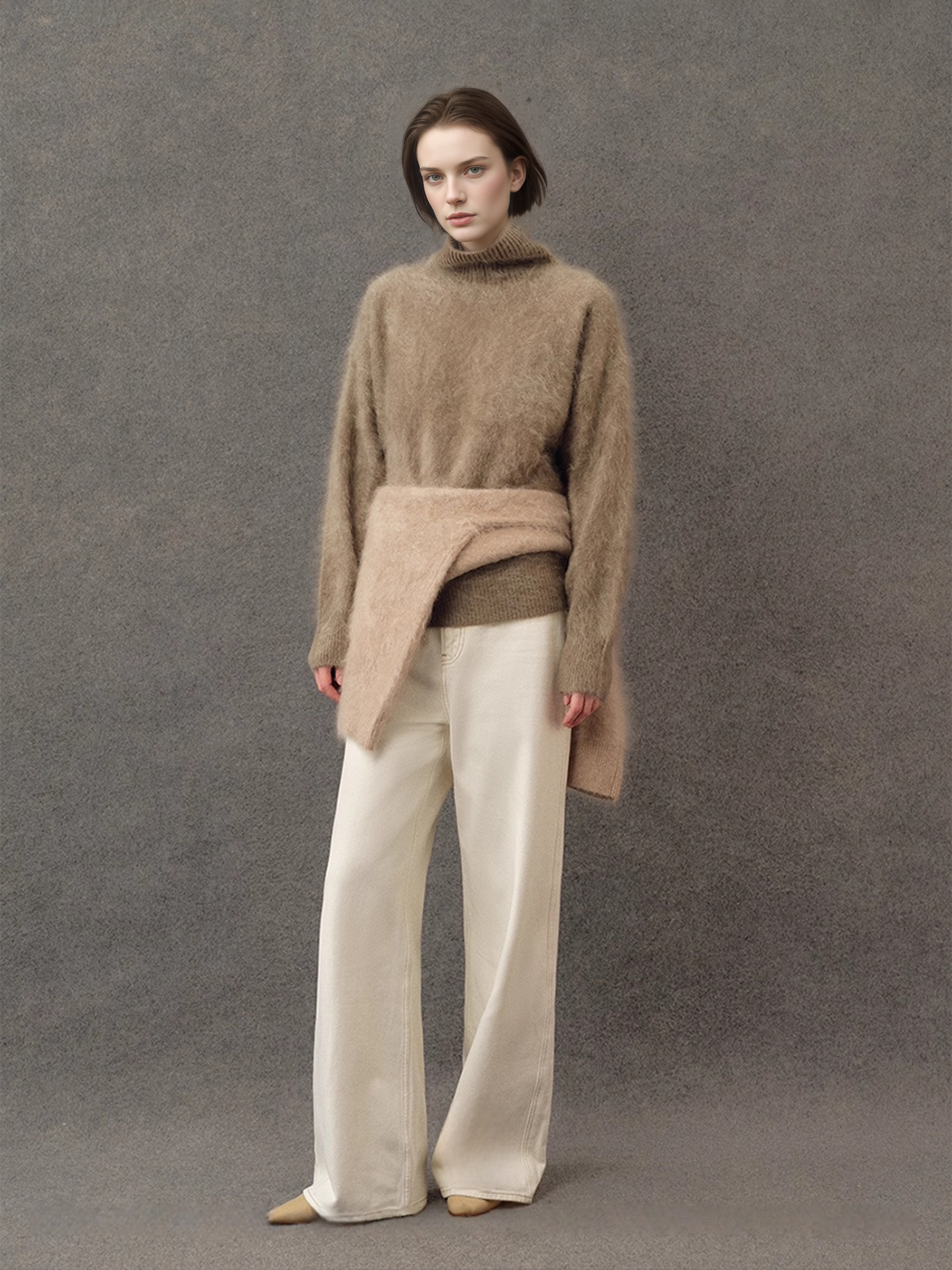 Heavyweight Brushed High-Neck Sweater for Women | Plush Fleece-Like Texture Winter Knit Pullover