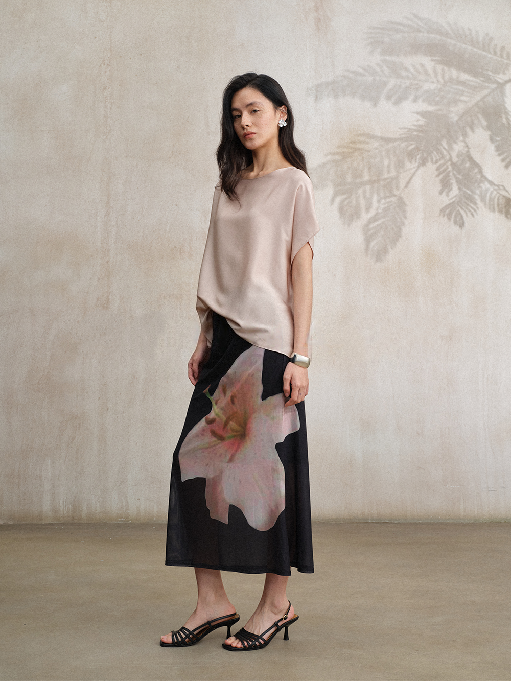 Hand-Painted Lily Tulle Skirt – Lightweight Mesh Midi Skirt with Comfortable Elastic Waist