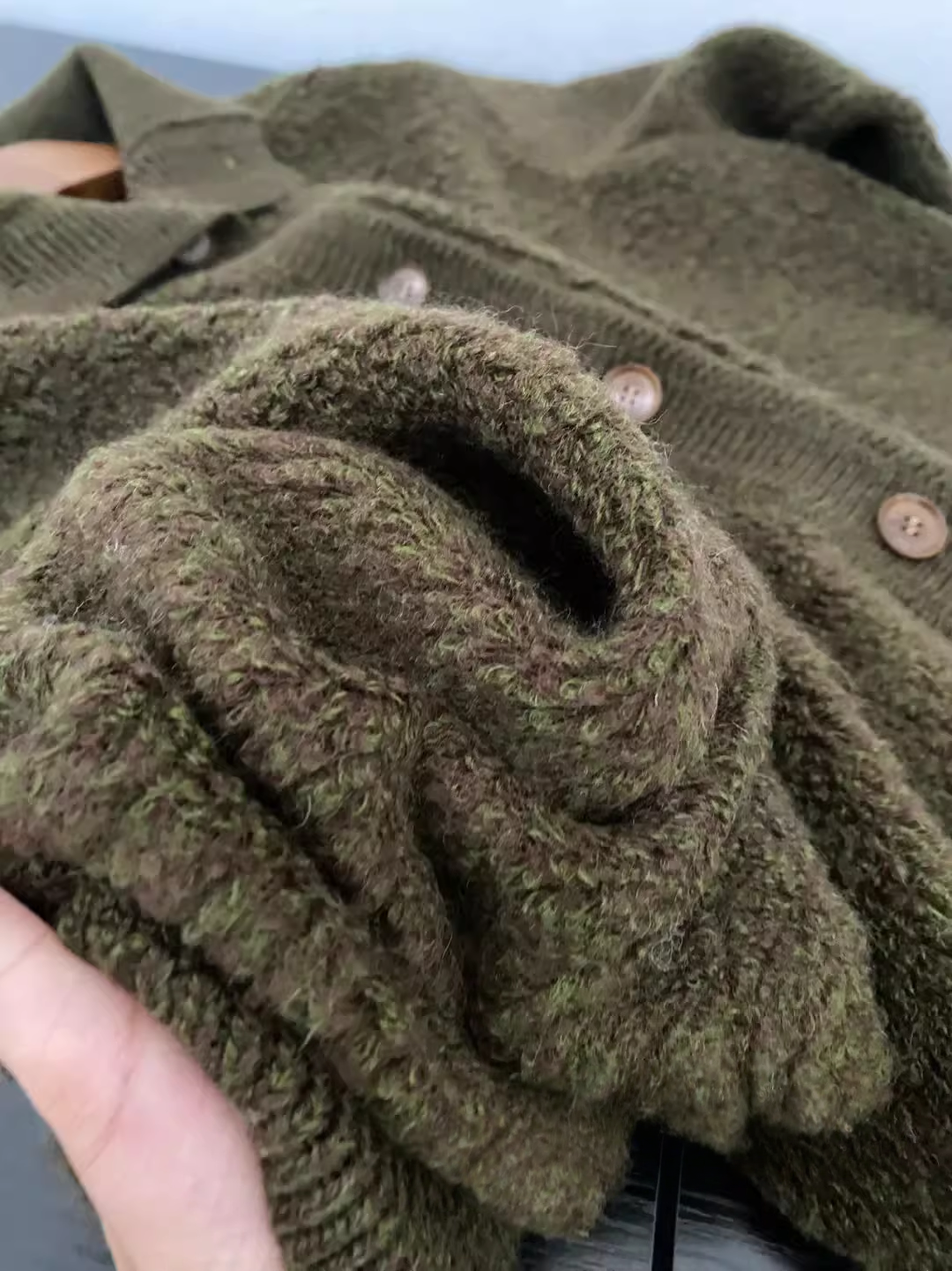 100% Wool Bouclé Knit Stand Collar Sweater Jacket for Women | Heavyweight Thick Textured Wool Cardigan