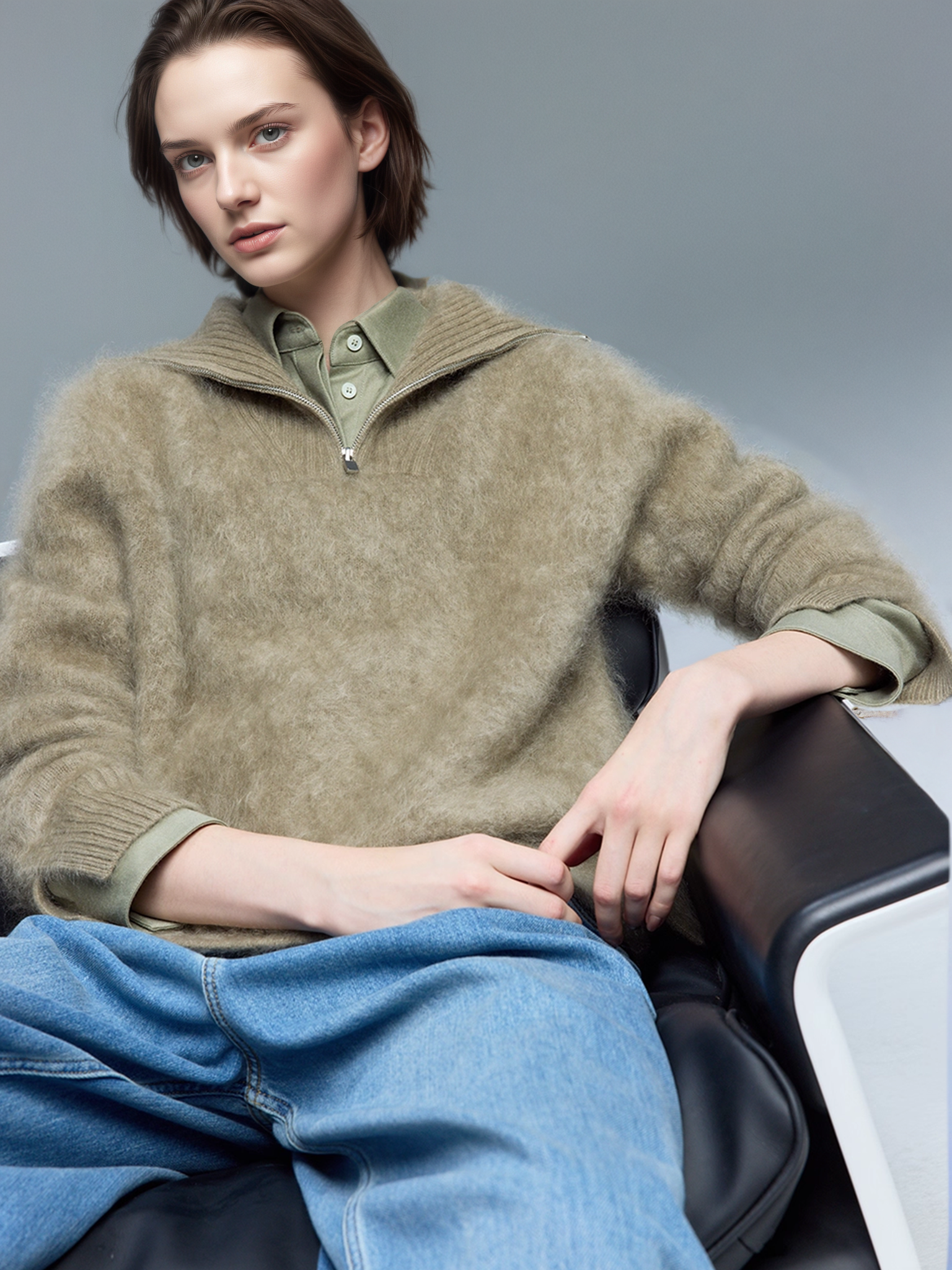 Luxury Dyed Cashmere Brushed Knit Sweater | French Sailor Collar Wool Pullover for Women