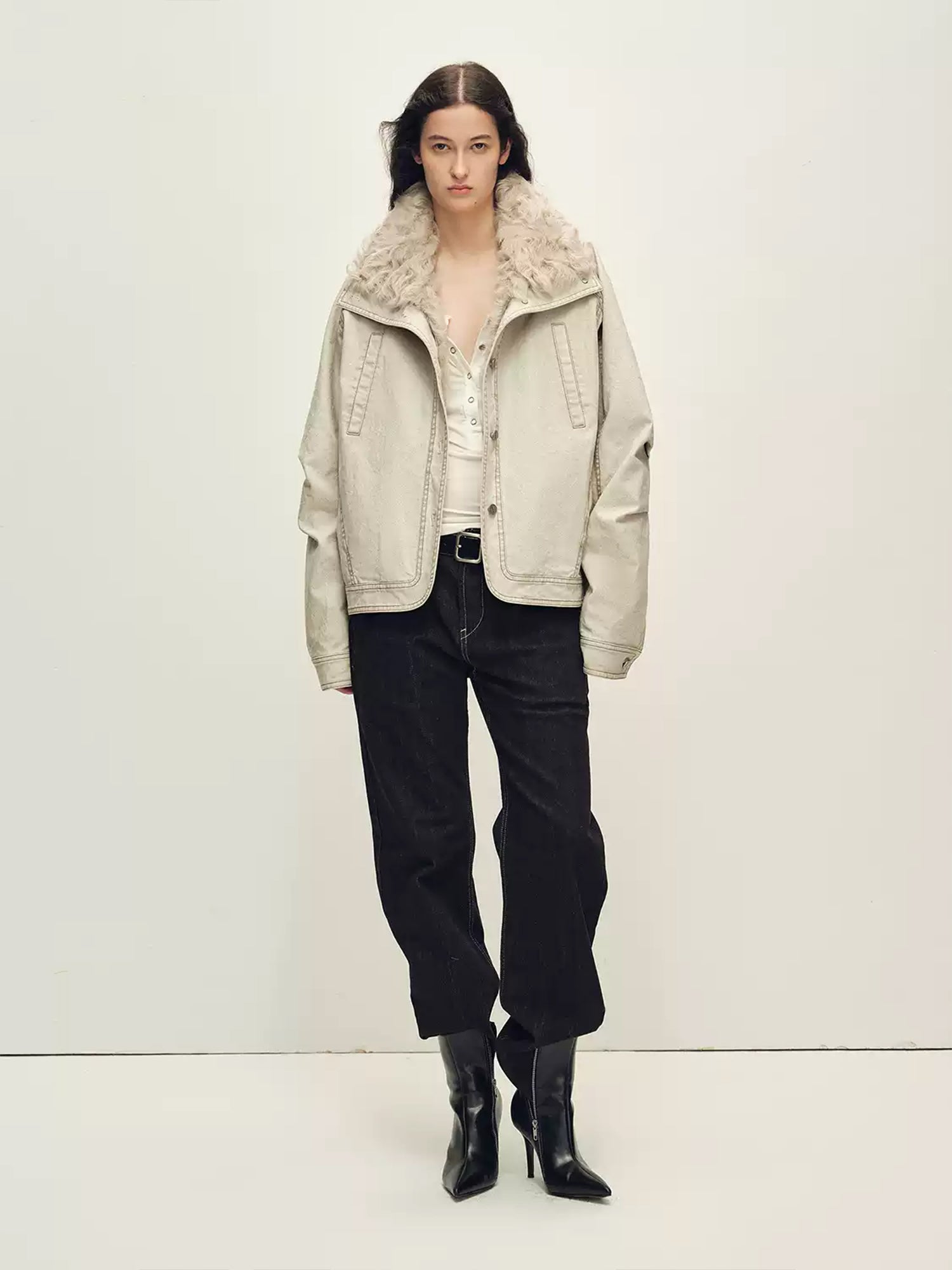 Detachable Wool Fur Collar 90% Goose Down Parka Coat for Women – Warm Winter Fur-Trim Outerwear