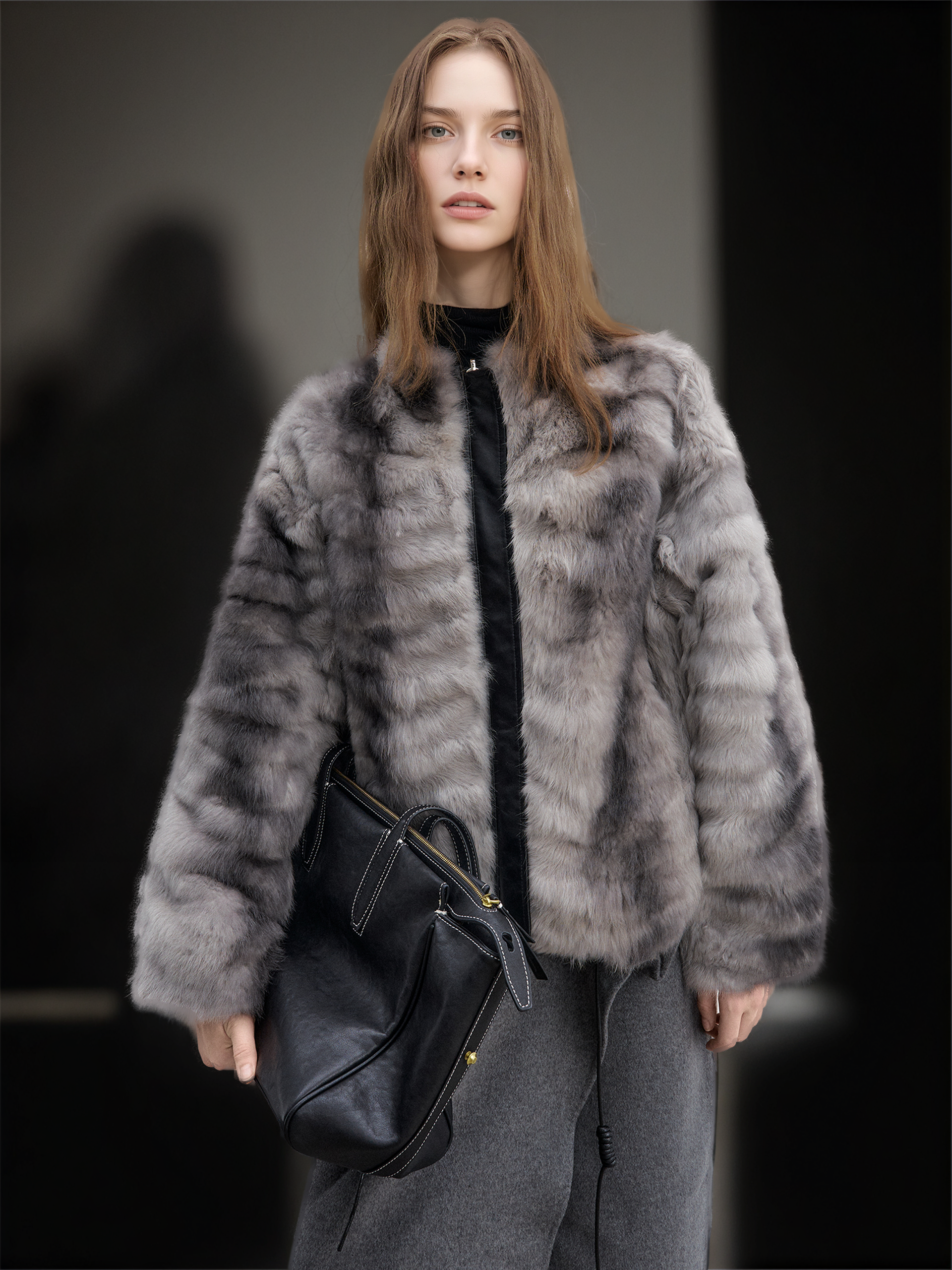 Women’s Reversible  Fur Parka Jacket | Short Winter Coat with Soft Plush Design