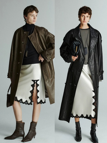 French Elegant Acetate Lace Slit Midi Skirt — Boudoir-Inspired Custom Craft Skirt for Women