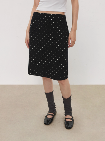 Vintage Double-Layer Jacquard Polka Dot Skirt | Mercerized Wool Knit Skirt