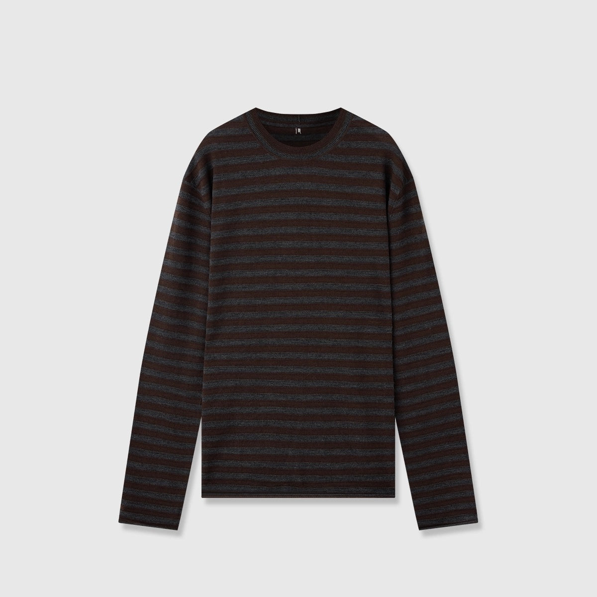 Minimalist Wool Striped Base Layer Top for Women – Coffee Brown & Soft Pink Fashion Knit