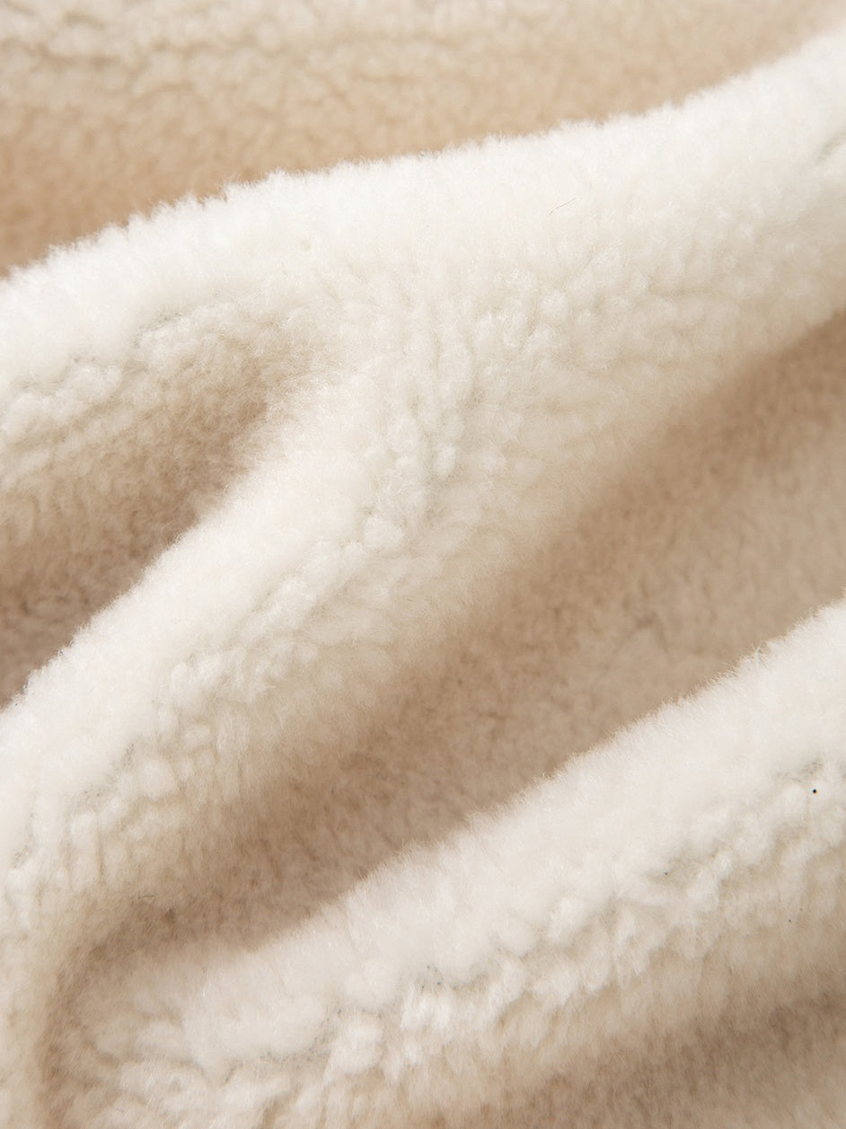Reversible Sheepskin Lamb Fur Coat - Loose-Fit Wool-Trimmed Shearling Jacket
