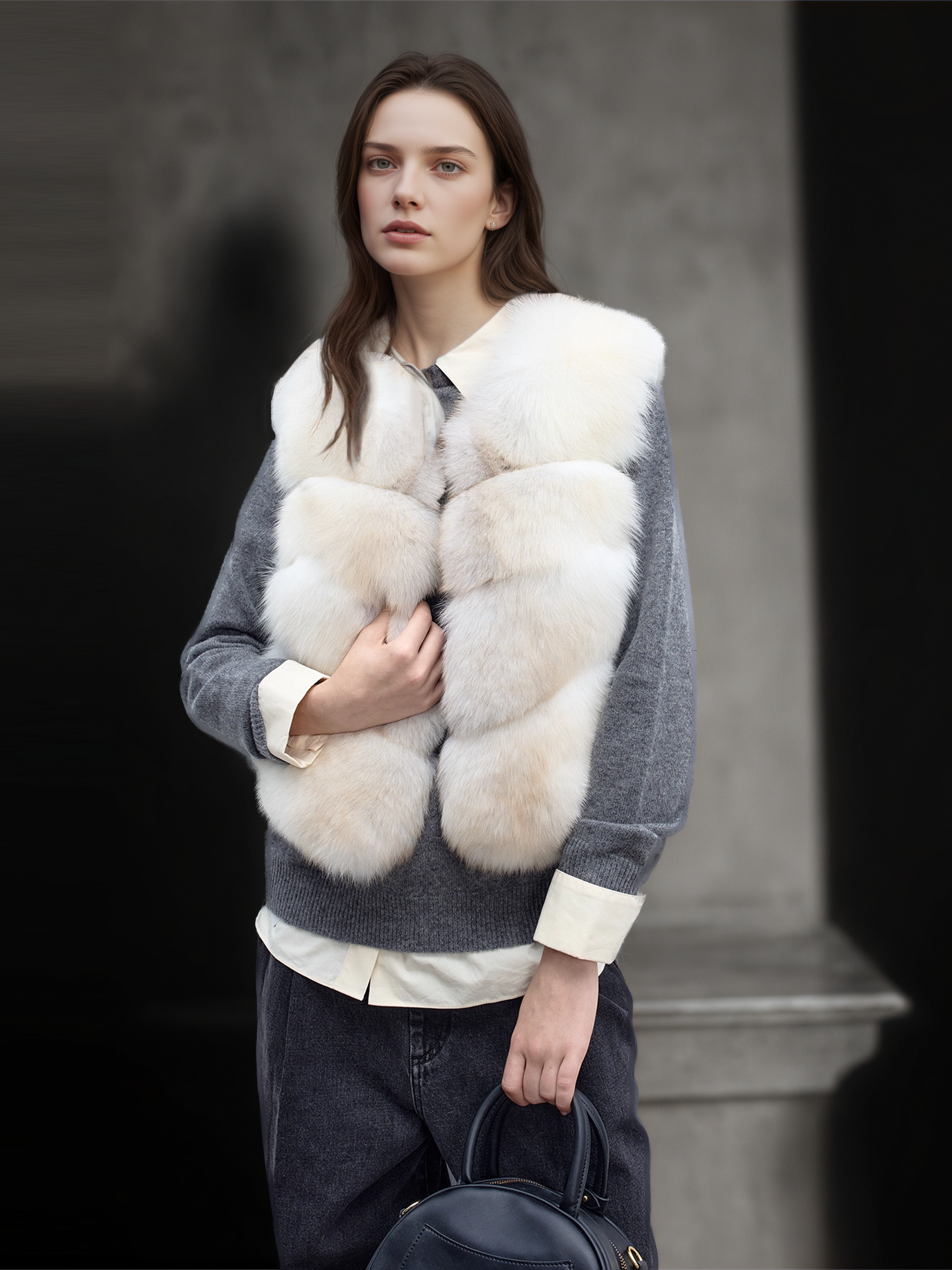 Women’s Short  Fox Fur Vest | Chic Fall Winter Sleeveless Jacket by Sagafurs-Inspired Design