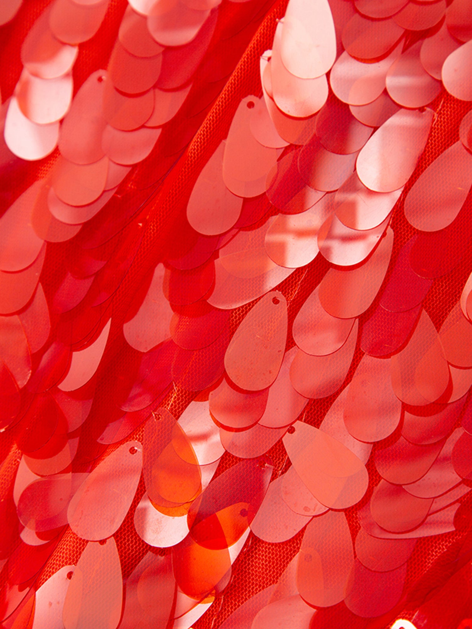 Red Christmas Party Satin Shirt with Teardrop Sequin Embellishments