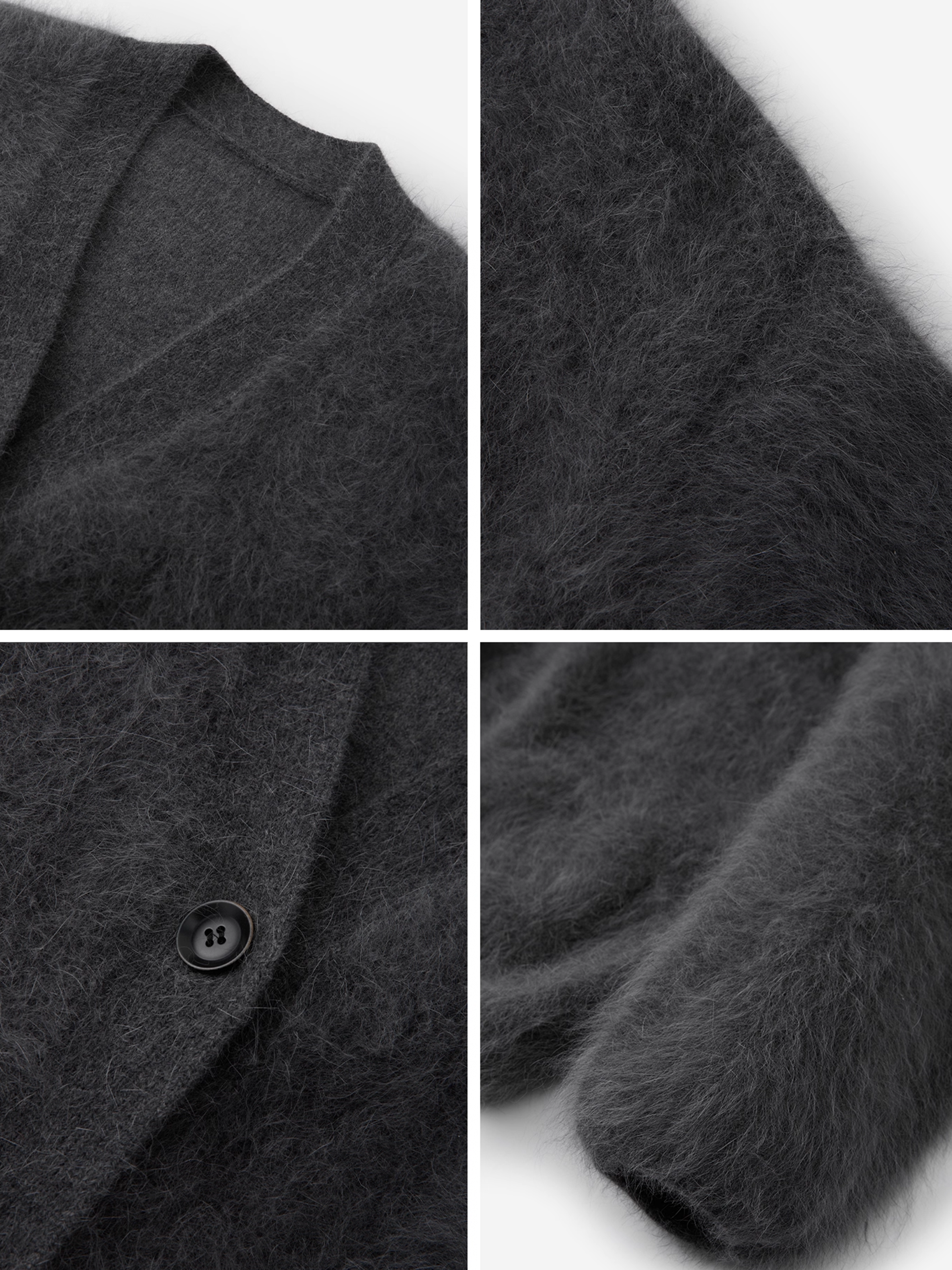 Brushed Merino Wool Knit Sweater | Minimalist Relaxed-Fit Brushed Short Jacket for Women