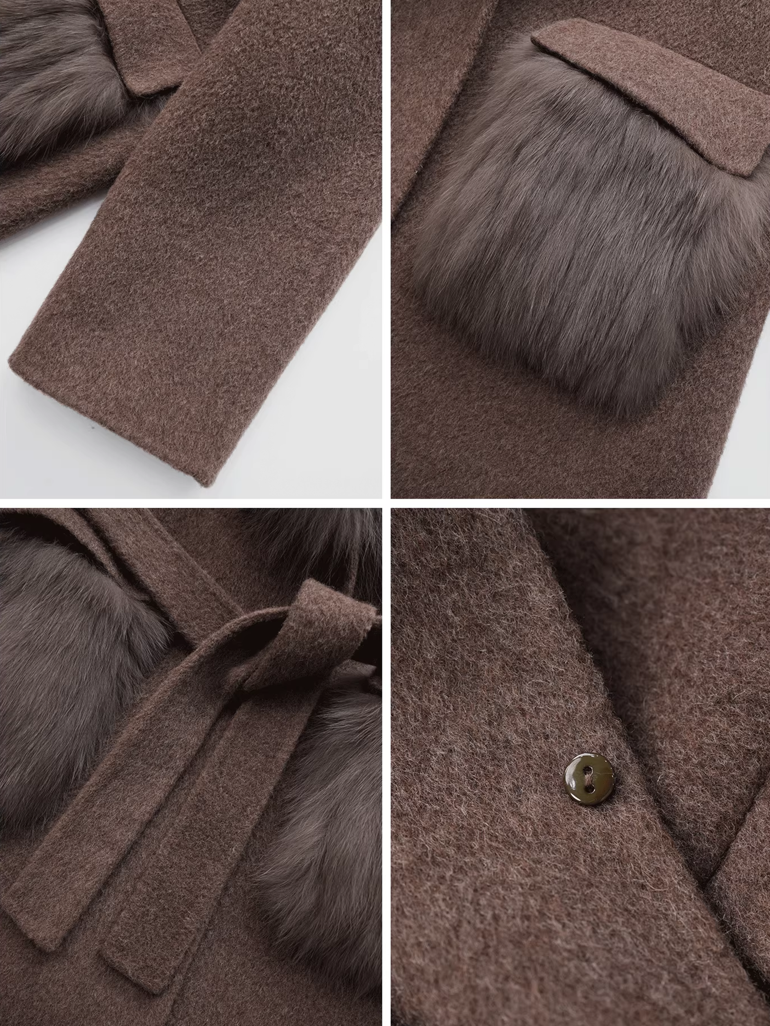 Women’s Long Double-Faced Wool Coat with Fox Fur Collar | 2025 Winter Wool Overcoat