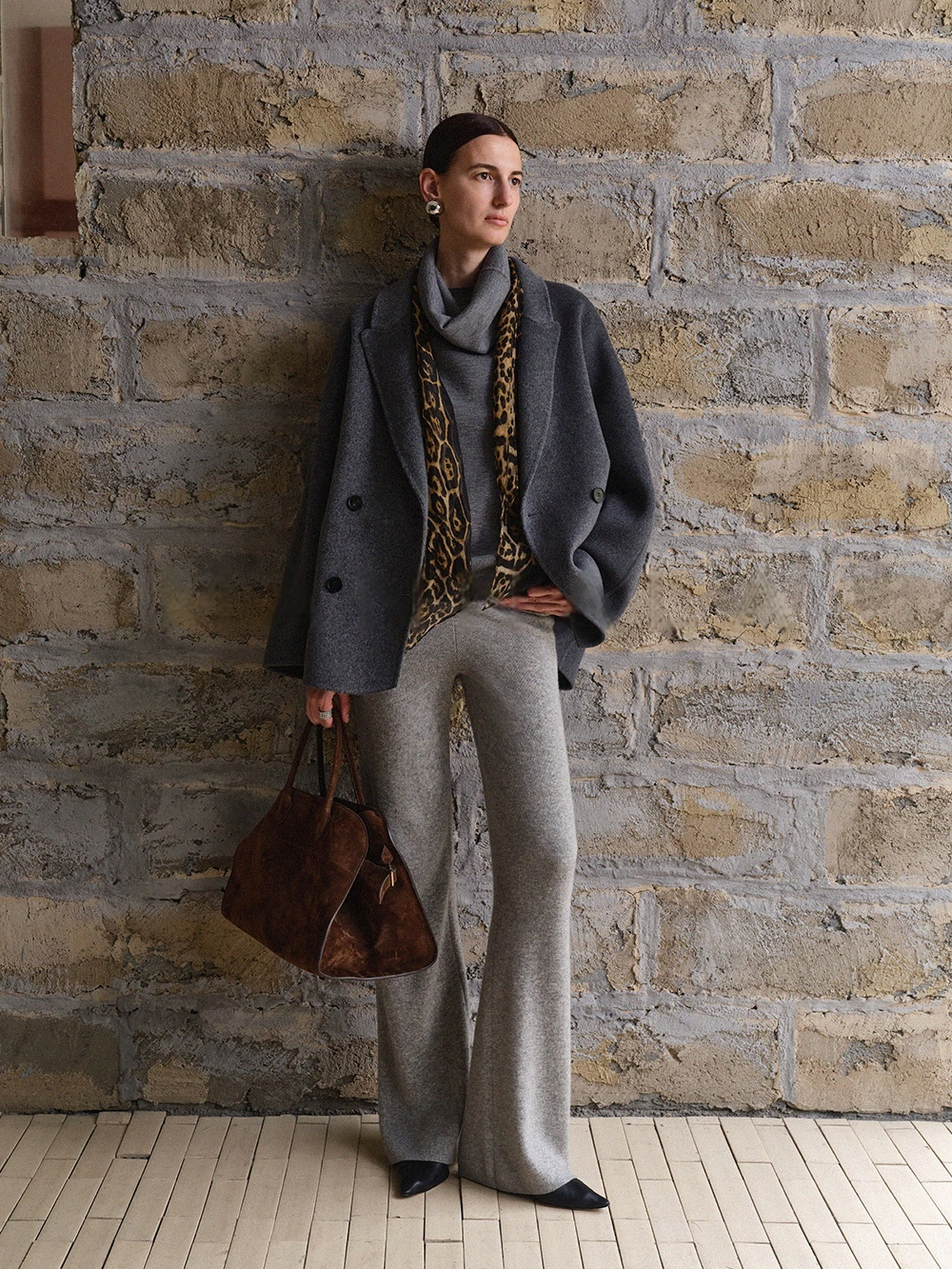 Soft Merino Wool Knit Pants – Ultra-Fine Elastic Waist Knit Trousers with Draped Fit for Women
