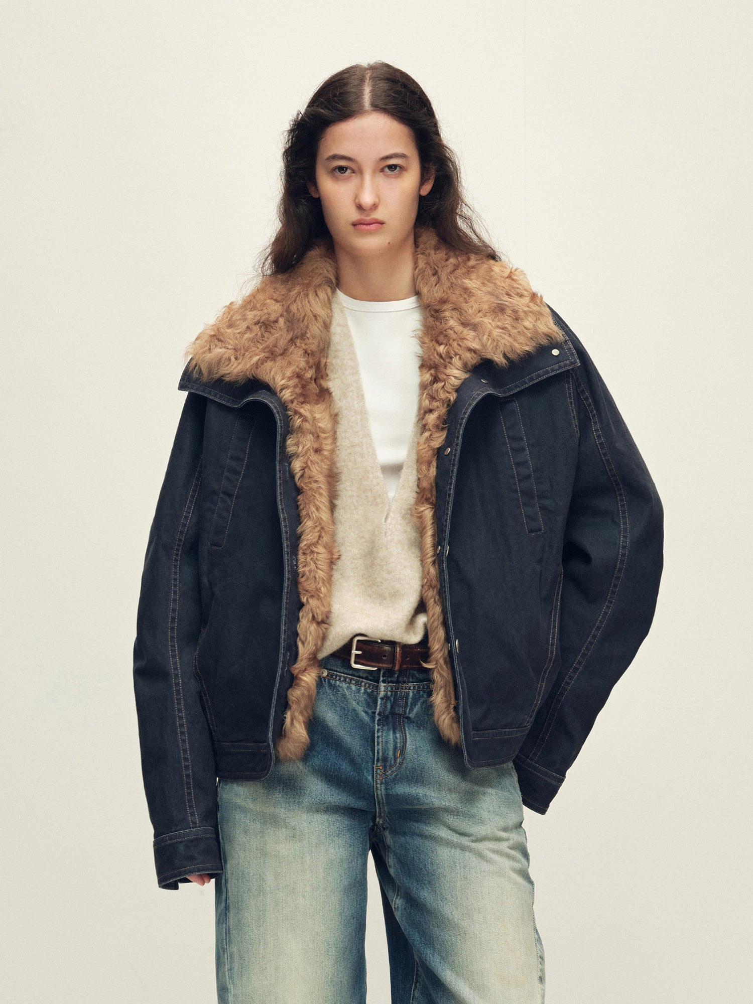 Detachable Wool Fur Collar 90% Goose Down Parka Coat for Women – Warm Winter Fur-Trim Outerwear