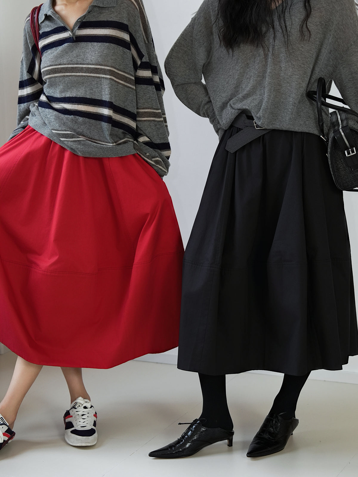 Timeless Fashion Essential – 3D Tailored 100% Cotton High-Waisted Balloon Skirt