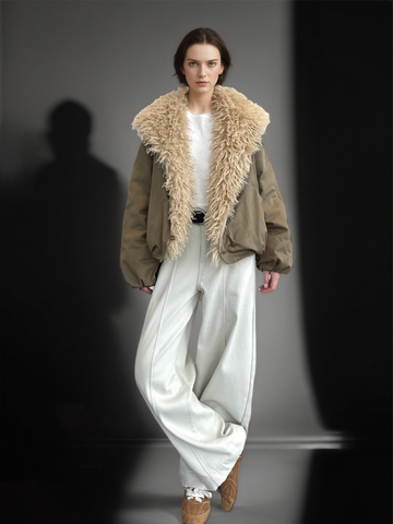 Women’s Plush Oversized  Jacket with Large Lapel | Warm Fleece Lined Winter Coat