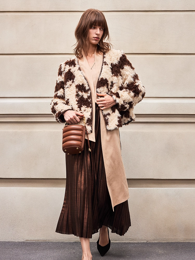 New Textured Metallic Satin Pleated Maxi Skirt for Women – Elegant Draped Long Skirt